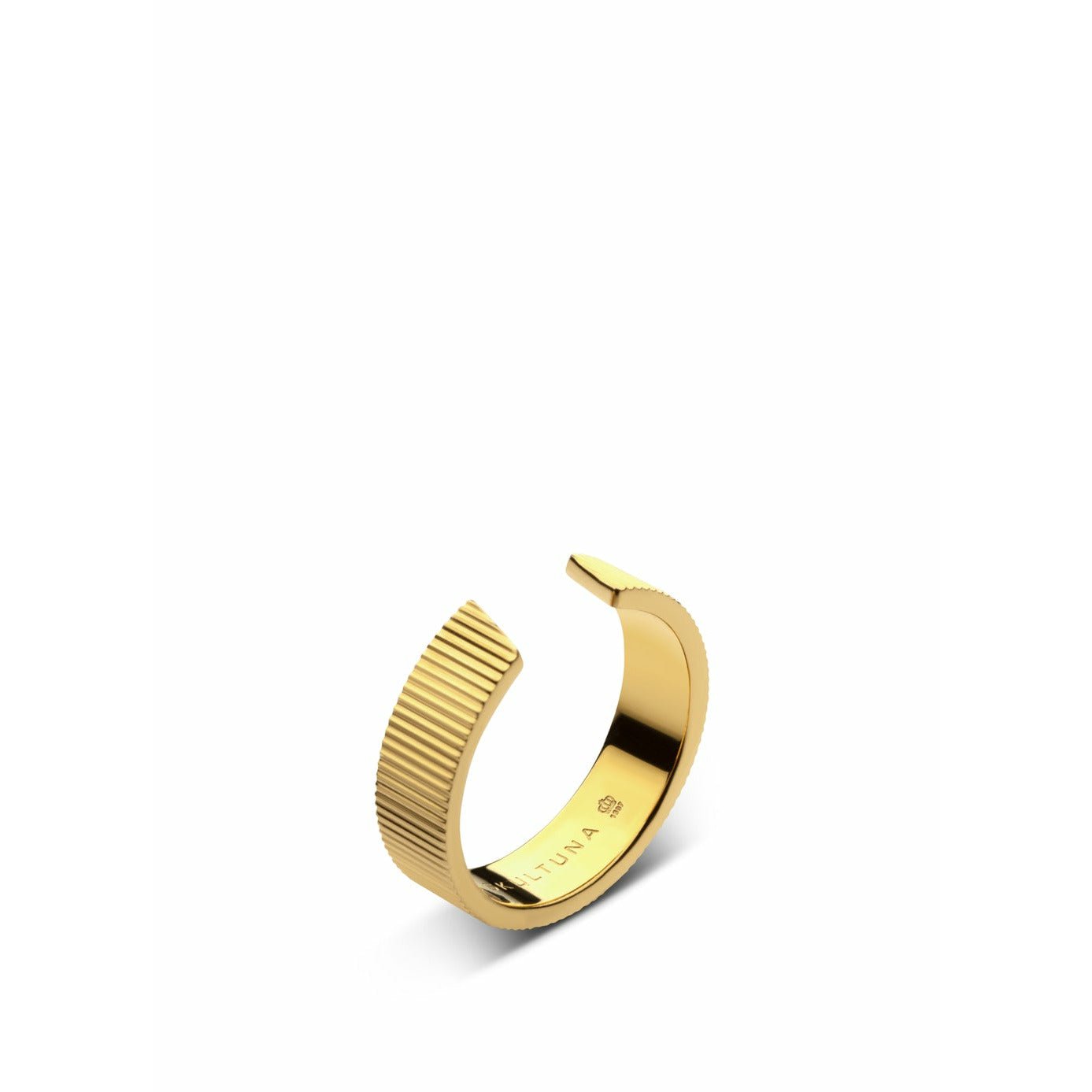 Skultuna ribbad ring bred liten 316 L stålguldpläterad, Ø1,6 cm