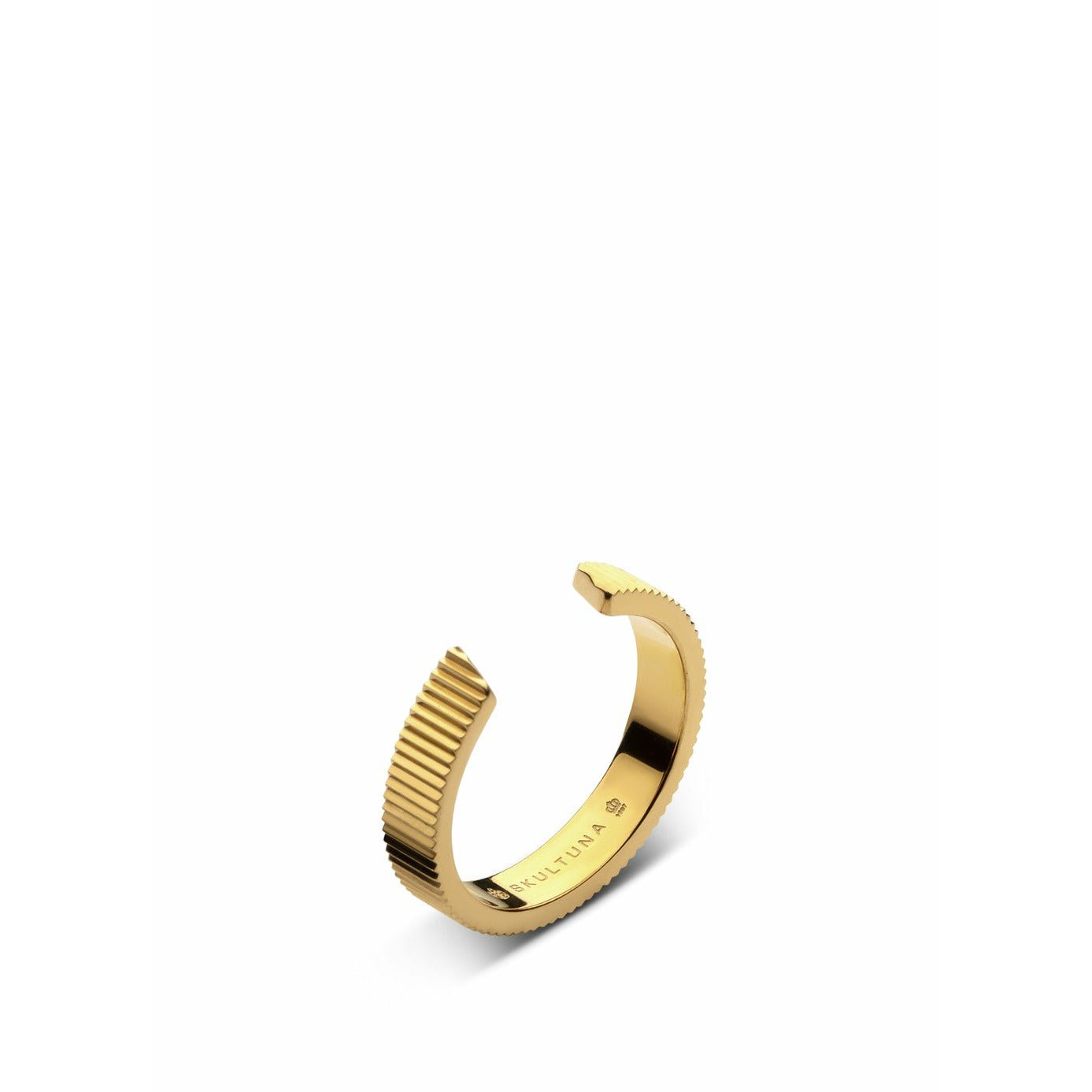 Skultuna gerippter Ring mittel kleiner 316 l Stahl Gold plattiert, Ø1,6 cm