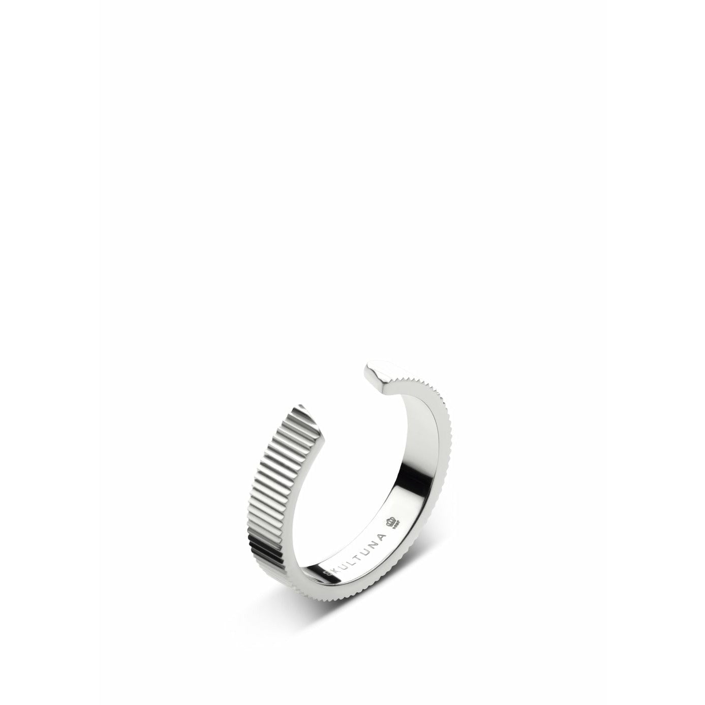Skultuna Ribbed Ring Medium Lille poleret stål, Ø1,6 cm