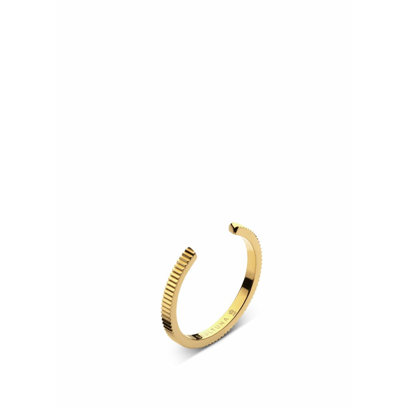 Skultuna gerippter dünner Ring kleiner 316 l Stahl Gold plattiert, Ø1,6 cm