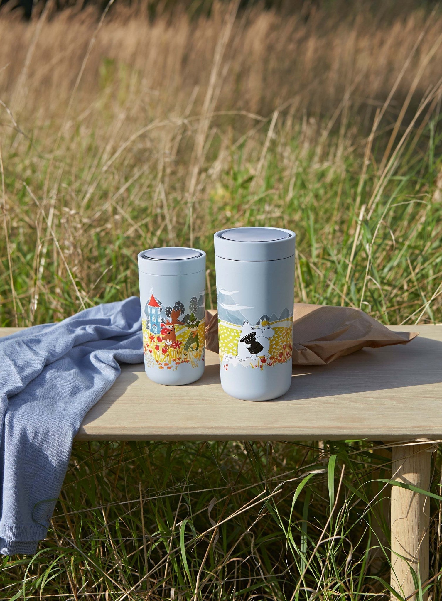 Stelton för att klicka på Thermo Mug 0,2 L, Moomin Soft Sky