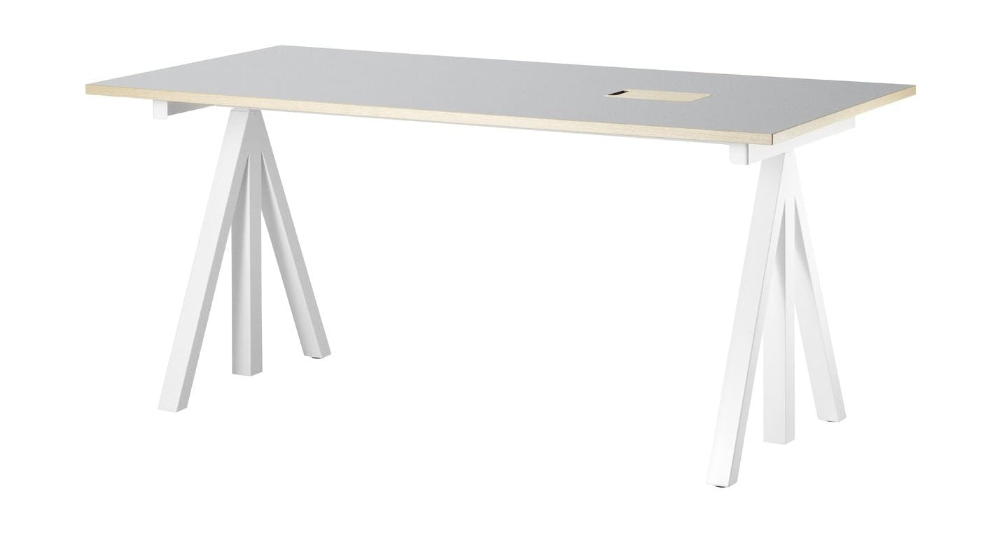 Tableau de travail réglable de hauteur de meubles à cordes 78x160 cm, linoléum gris clair