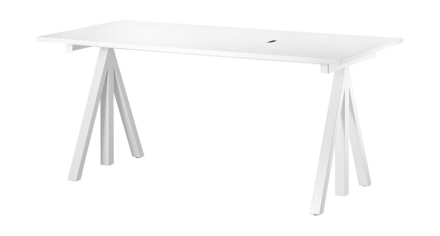 Tableau de travail réglable de la hauteur des meubles de cordes 78x160 cm, stratifié blanc