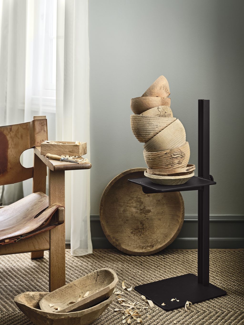 Table d'appoint du musée de meubles à cordes, brun foncé