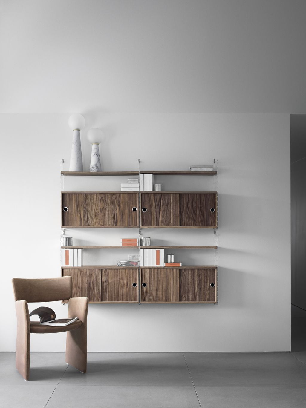 Sistema de muebles de cuerda estante de cuerda hecho de ceniza de madera 20x78 cm, conjunto de 3