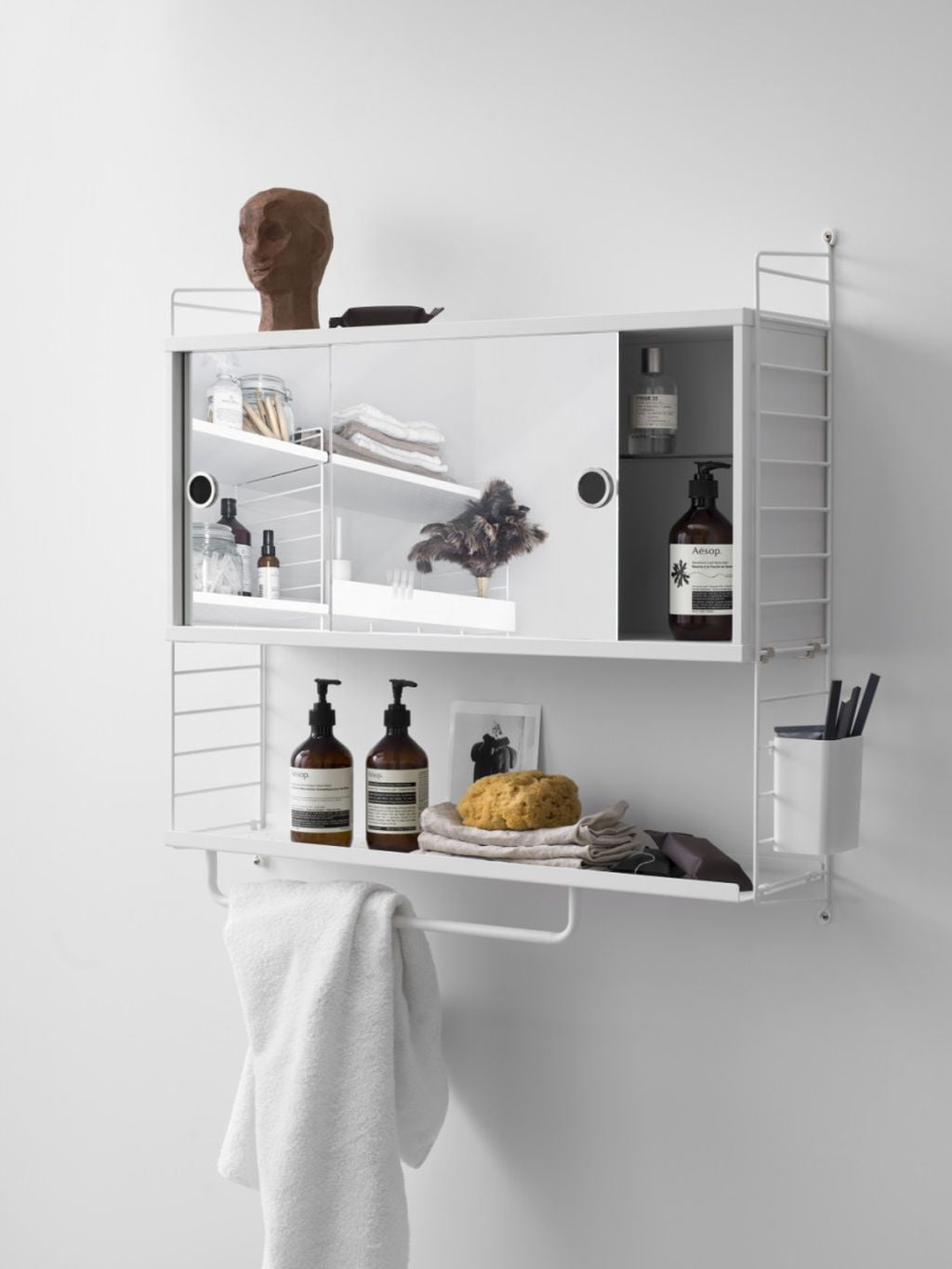 String Furniture String System Clothes Rail To Metal Shelf 58 Cm, White