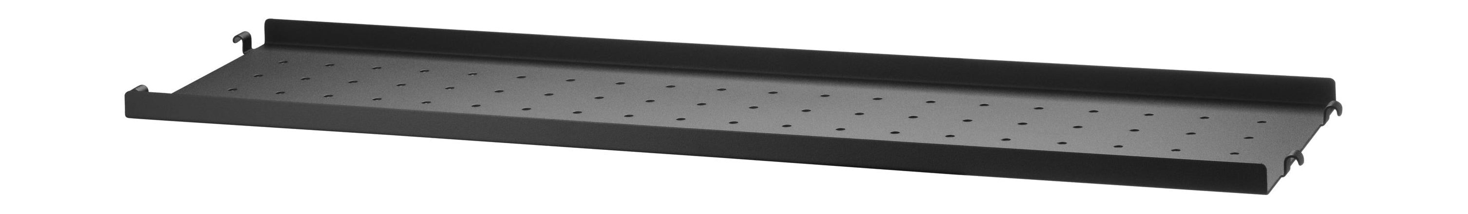 Strengmøbler Strengsystem Metalhylde med lav kant 20x78 cm, sort