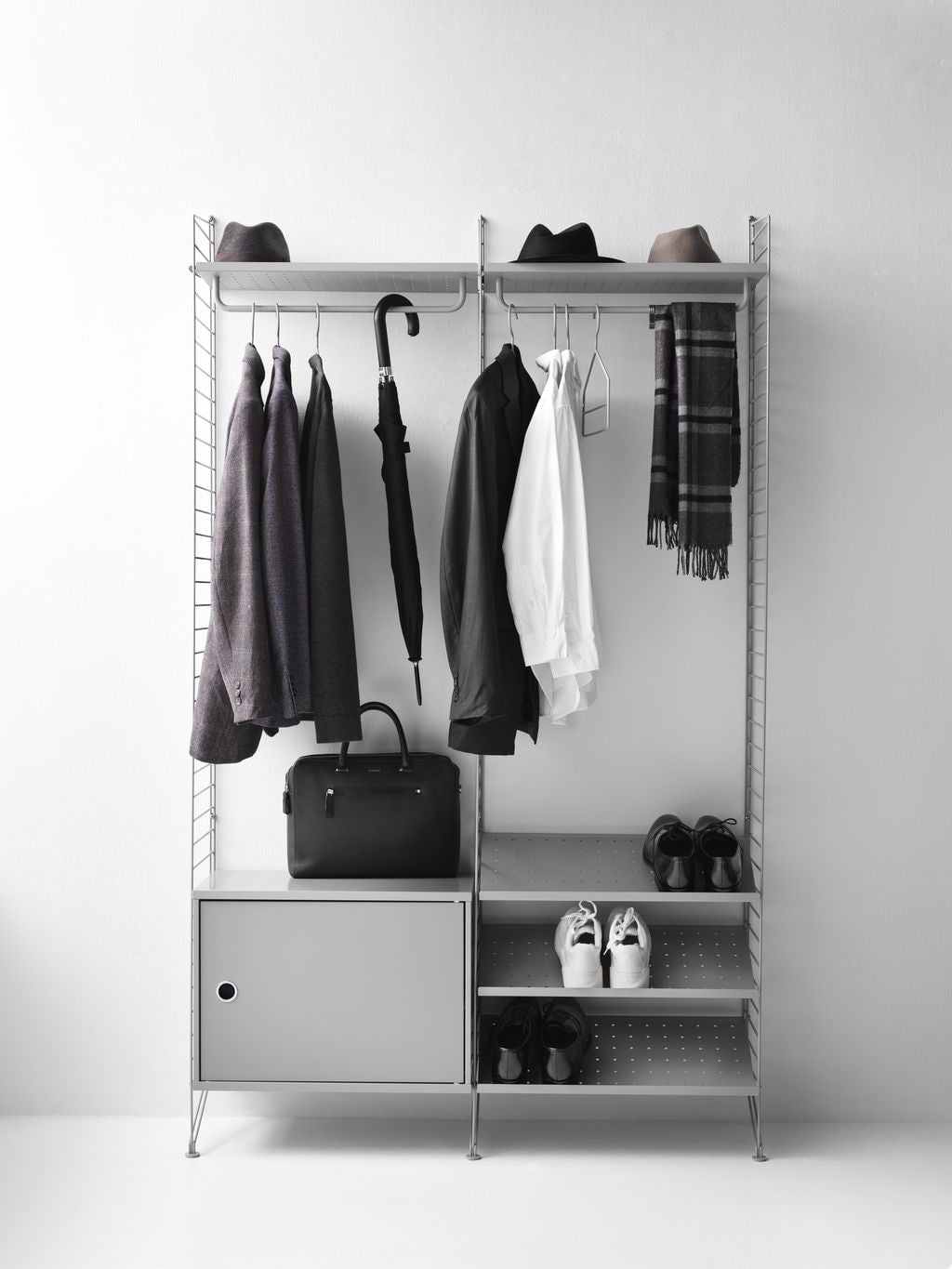 Meubles à cordes armoire à chaîne avec porte balançante, gris