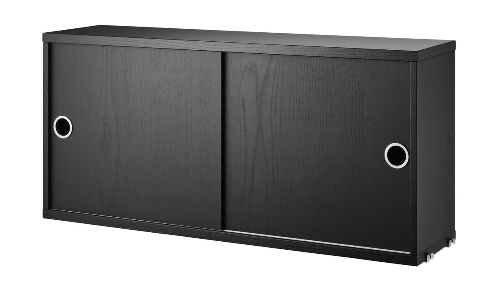 String Furniture String System Cabinet Element With Sliding Doors Black Stained Ash, 20x78x37 Cm