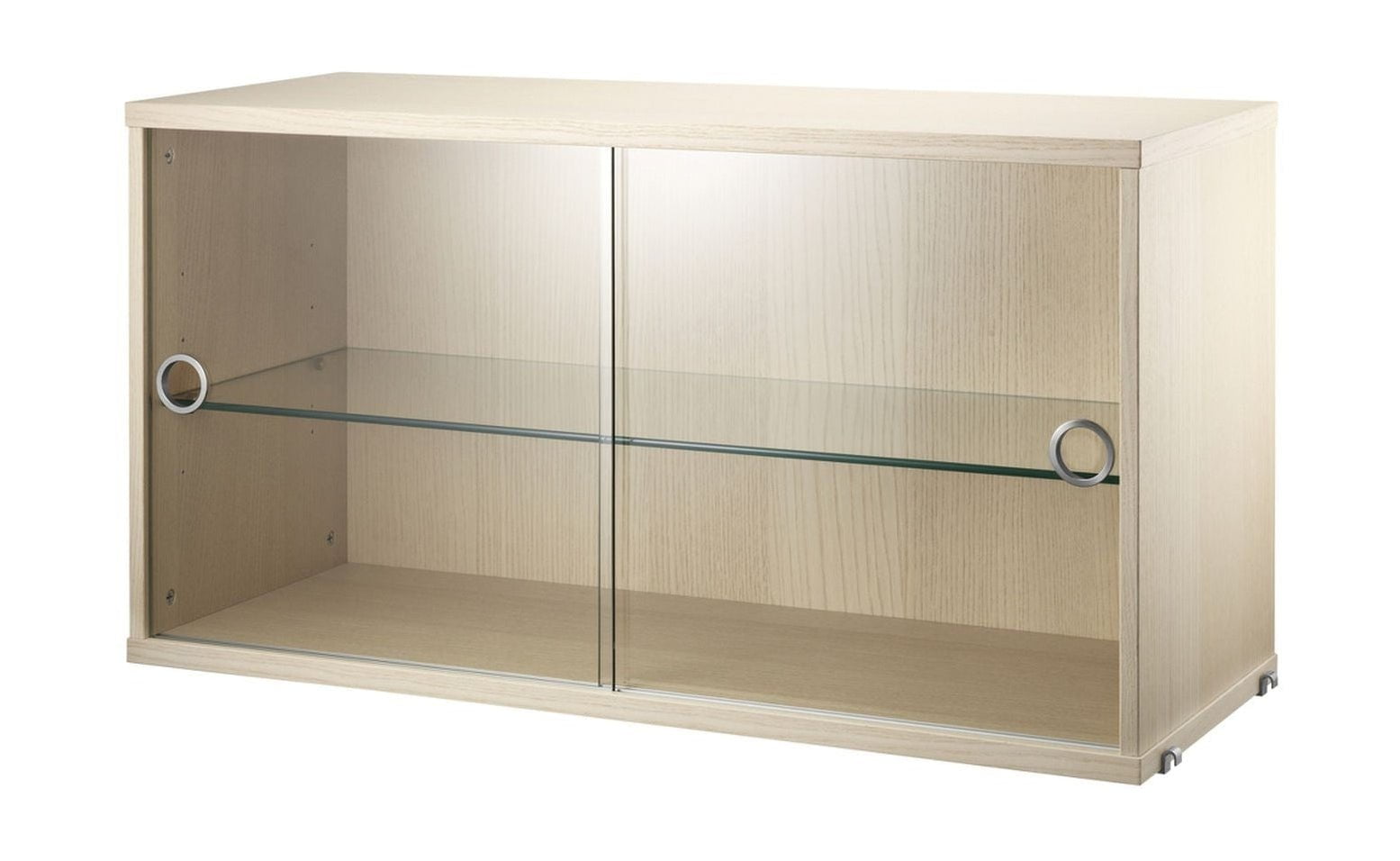 String Muebles Sistema de cuerda Elemento del gabinete con puertas correderas hechas de vidrio, ceniza