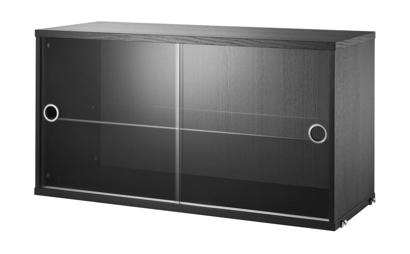 Strengmøbler Streng System Kabinet Element med glidende glasdøre, sort farvet aske