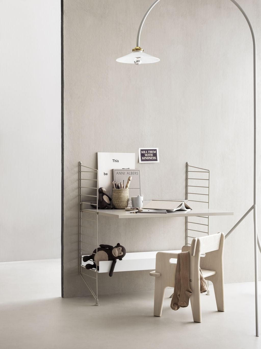 String Furniture String System Panel lateral con stand 30x85 cm, beige