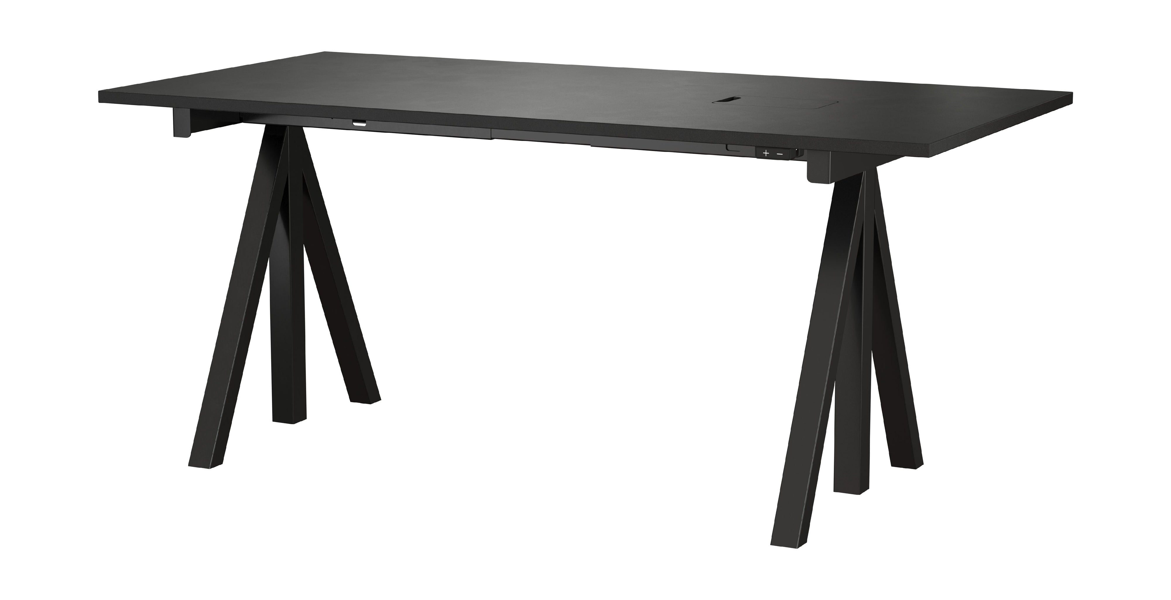 Tableau de travail réglable de la hauteur des meubles de cordes 78x160 cm, noir / noir