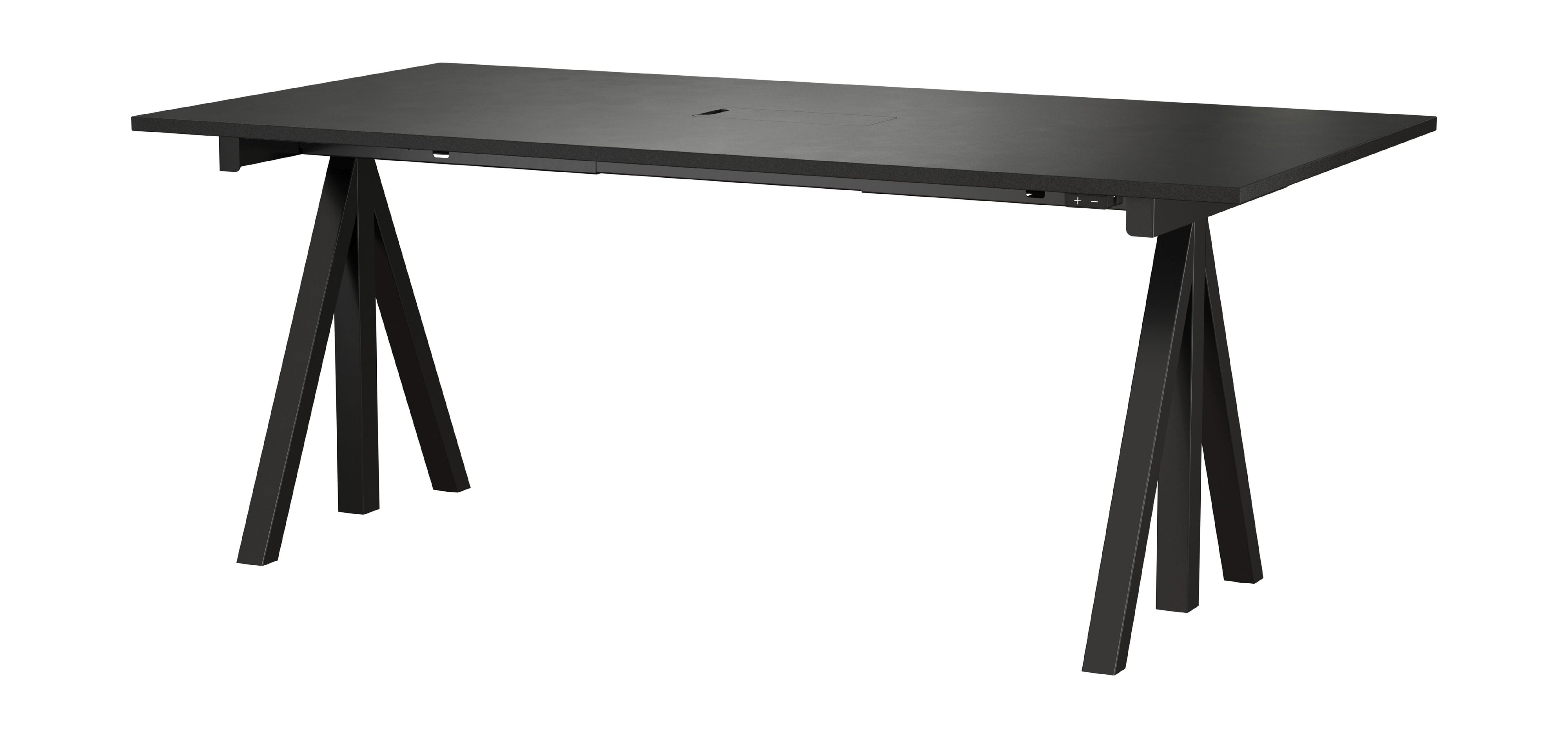 Tableau de travail réglable de la hauteur des meubles de cordes 90x180 cm, noir / noir