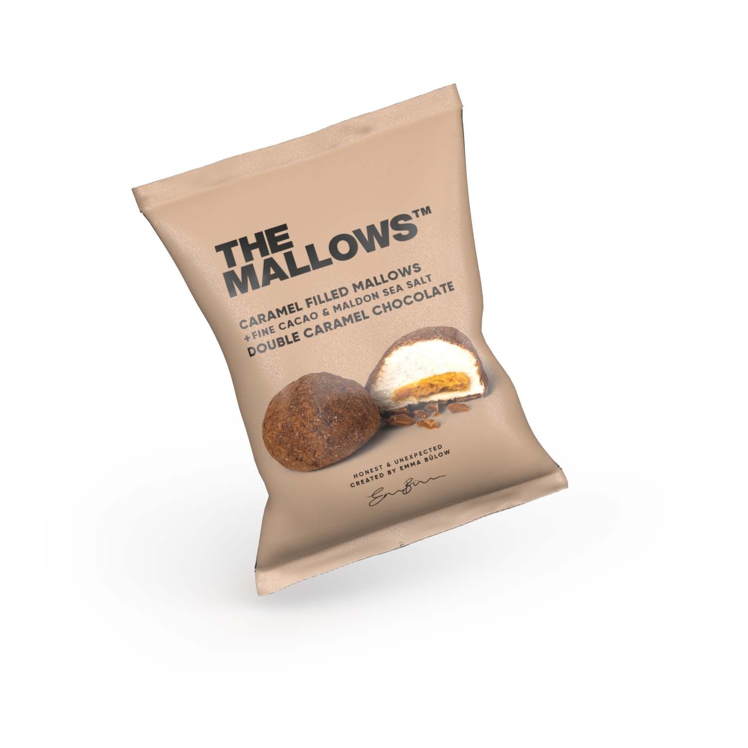 Mallows marshmallows med karamelfyldning og chokolade dobbelt karamelchokolade, 18 g