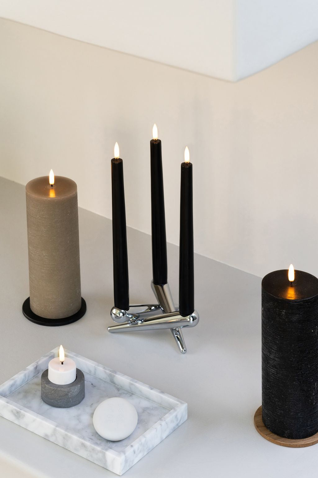 Uyuni Lighting LED Pilier Candle 3 D Flame Øx H 7,3x22 cm, ivoire
