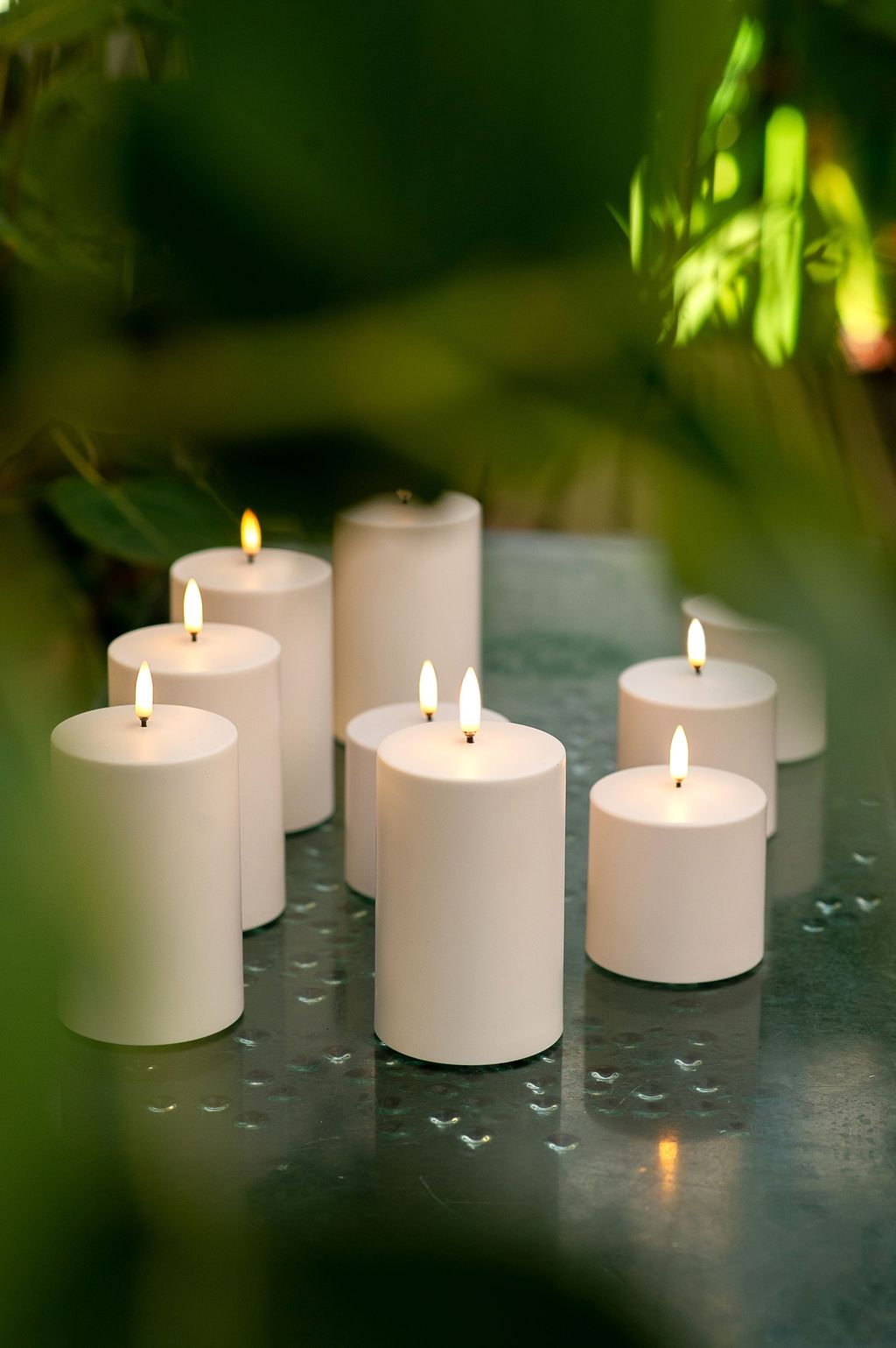 Uyuni Lighting LED Pilier Candle 3 D Flame Øx H 7,8x15,2 cm, blanc nordique