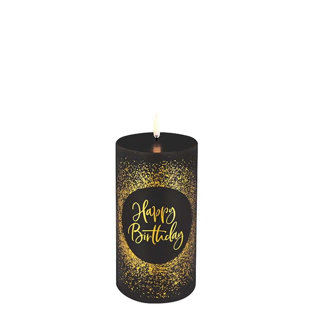 Éclairage Uyuni Pilier LED Bougie d'anniversaire H 15 cm, noir
