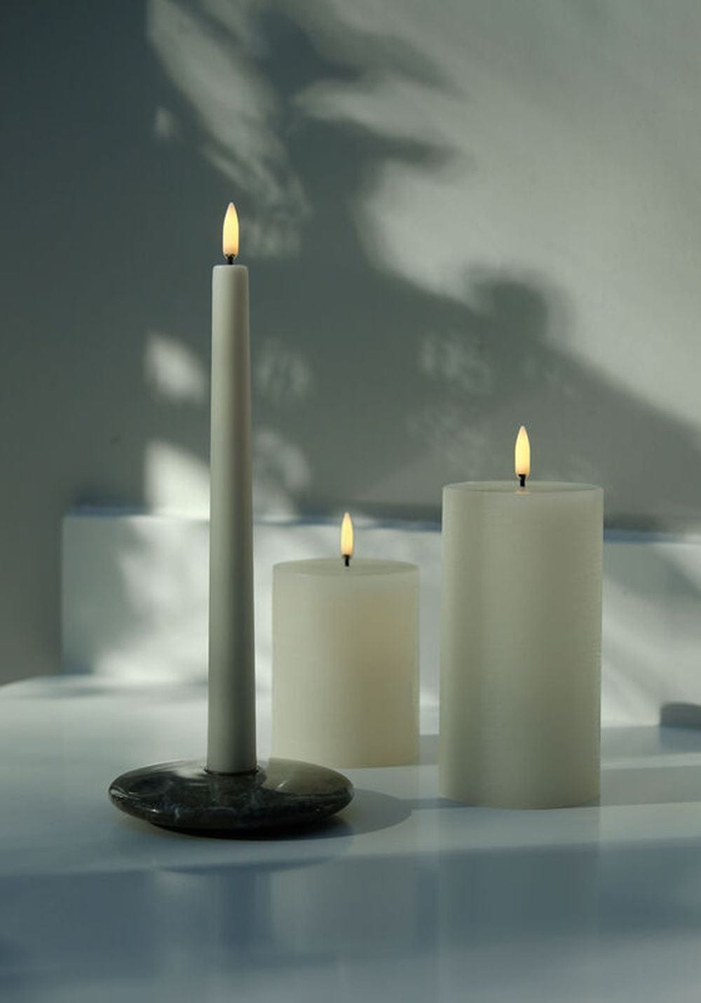 Uyuni Lighting LED -Säule Kerze 3 D Flamme 7,8x10,1 cm, Vanille rustikal