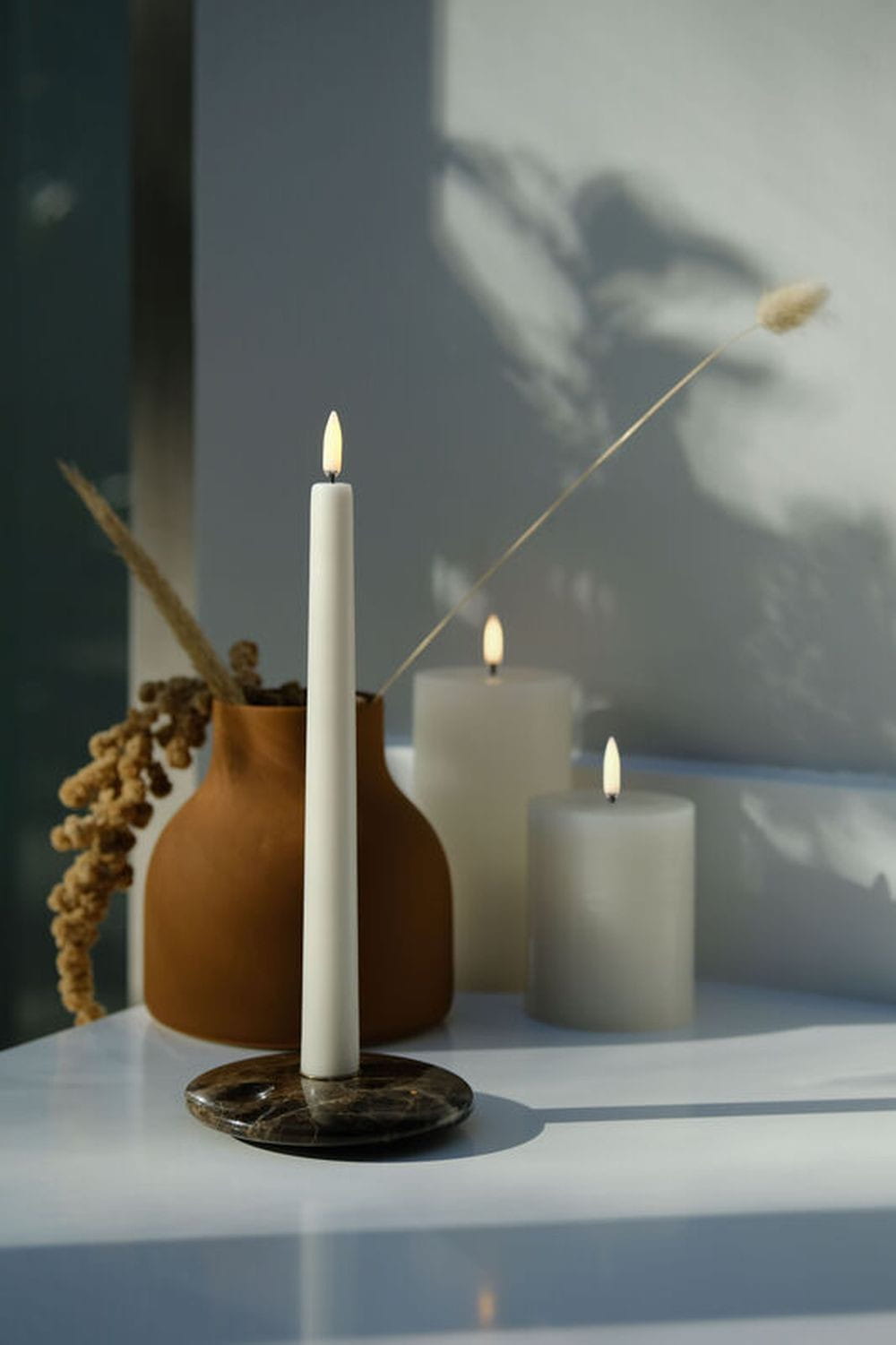 Uyuni Lighting LED -Säule Kerze 3 D Flamme 7,8x15 cm, Vanille rustikal
