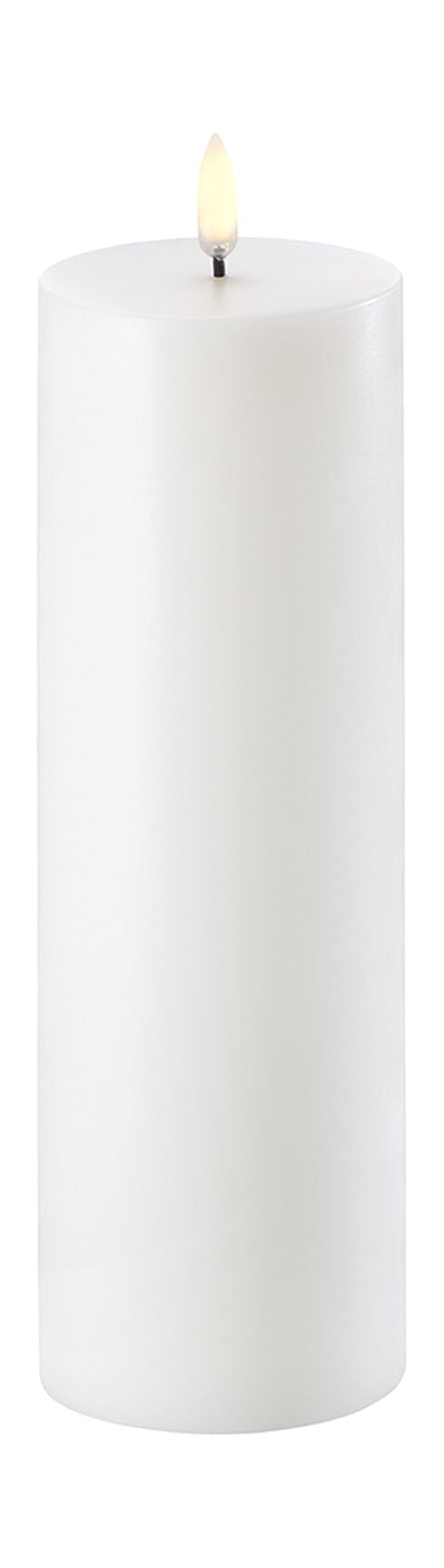 Uyuni Lighting LED -Säule Kerze 3 D Flamme Øx H 7,3x22 cm, nordisches Weiß