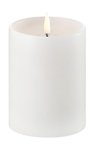 Bougie de pilier LED d'éclairage Uyuni avec épaule 3 d flamme Øx H 7,8x10,1 cm, blanc nordique