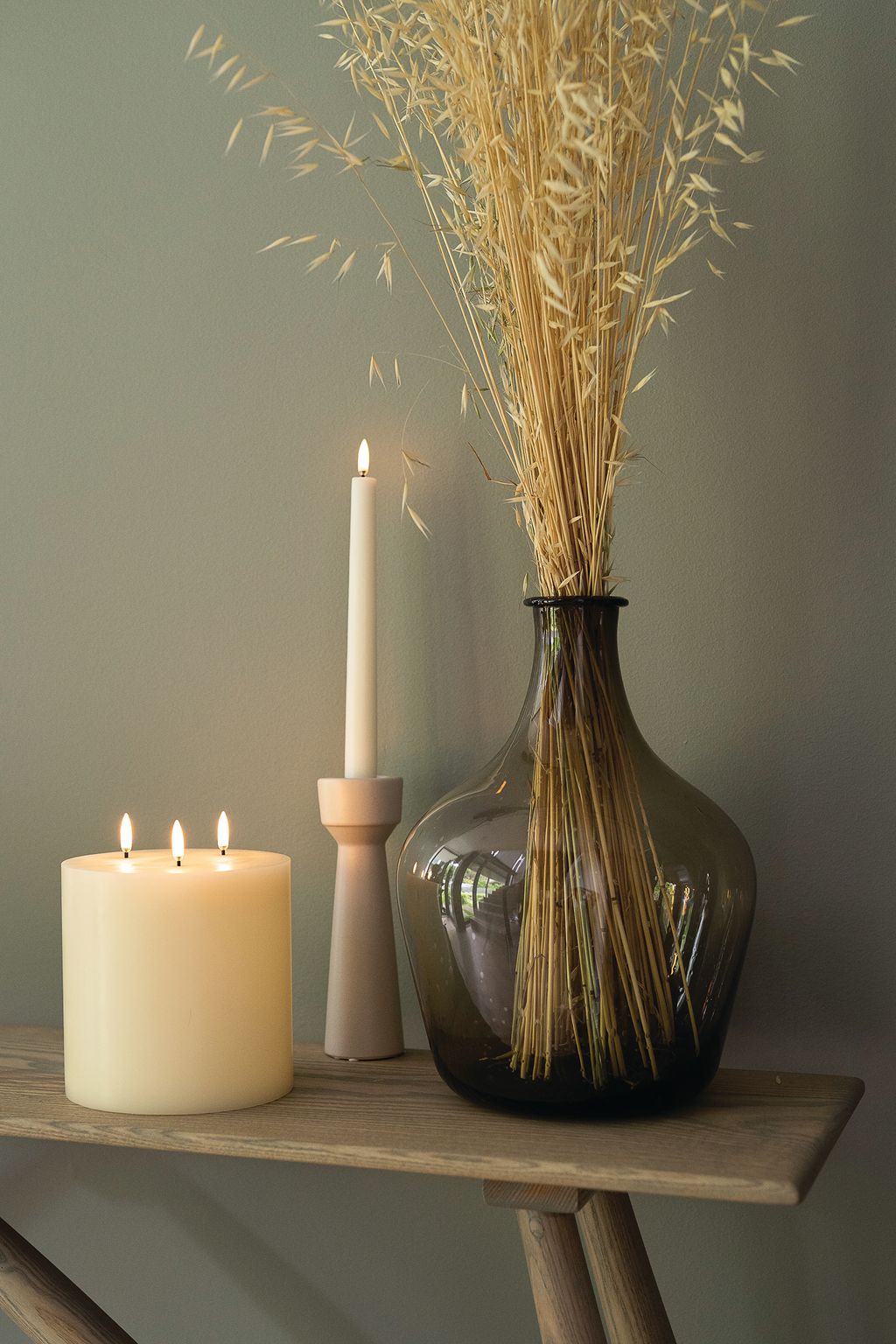 Éclairage Uyuni LED Triple Flame Gandle, Ivory