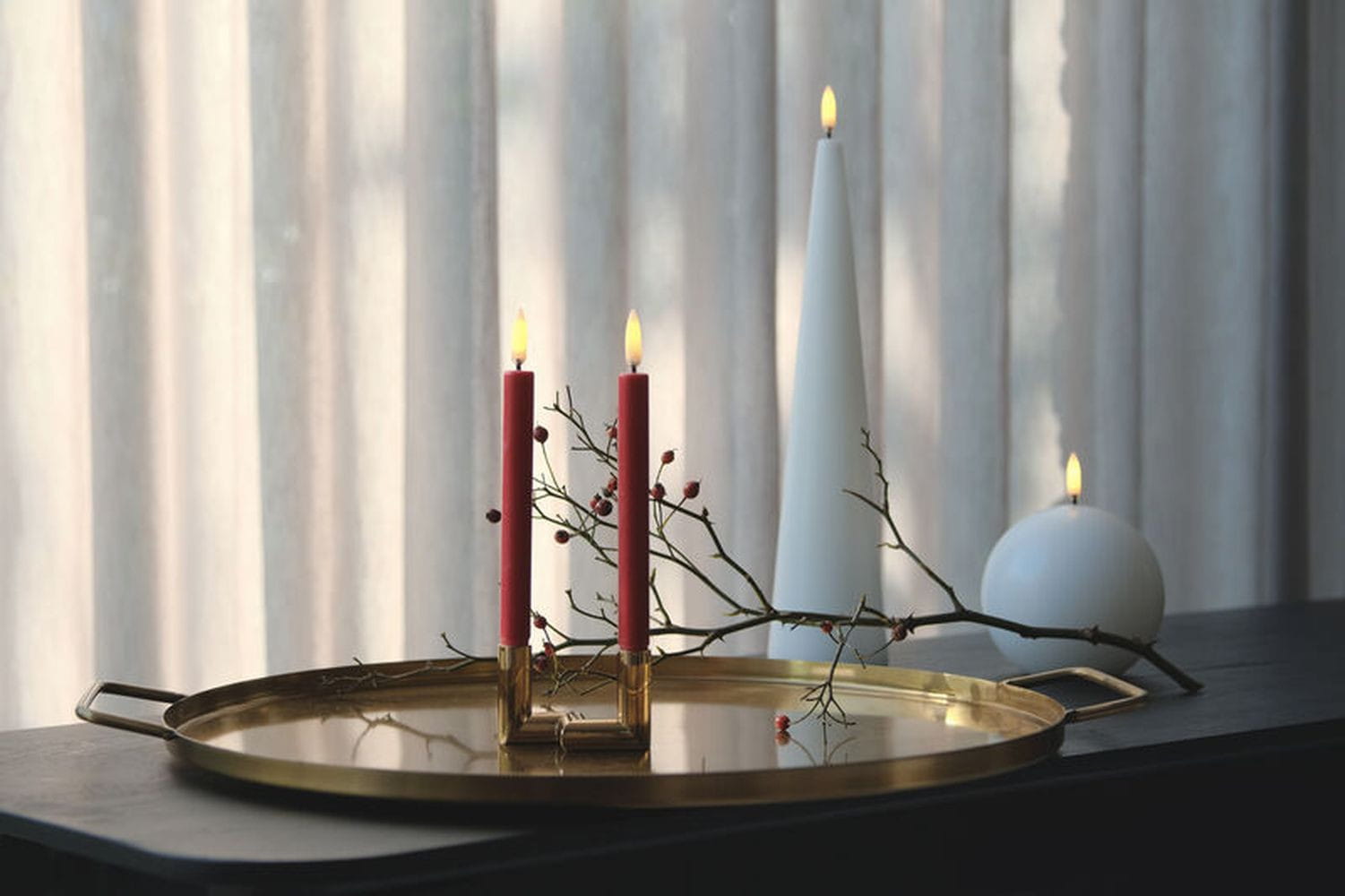 Uyuni Lighting Round Led Candle 3 D Flame 10 Cm, Nordic White