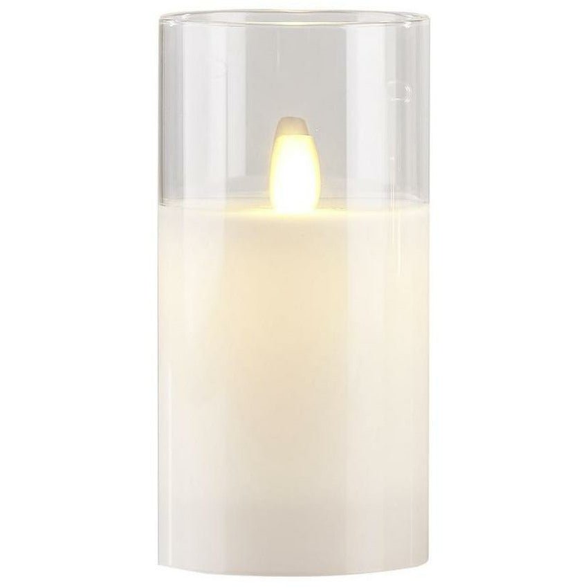 Glas de bougie LED de collection Villa avec minuterie 15 cm, blanc