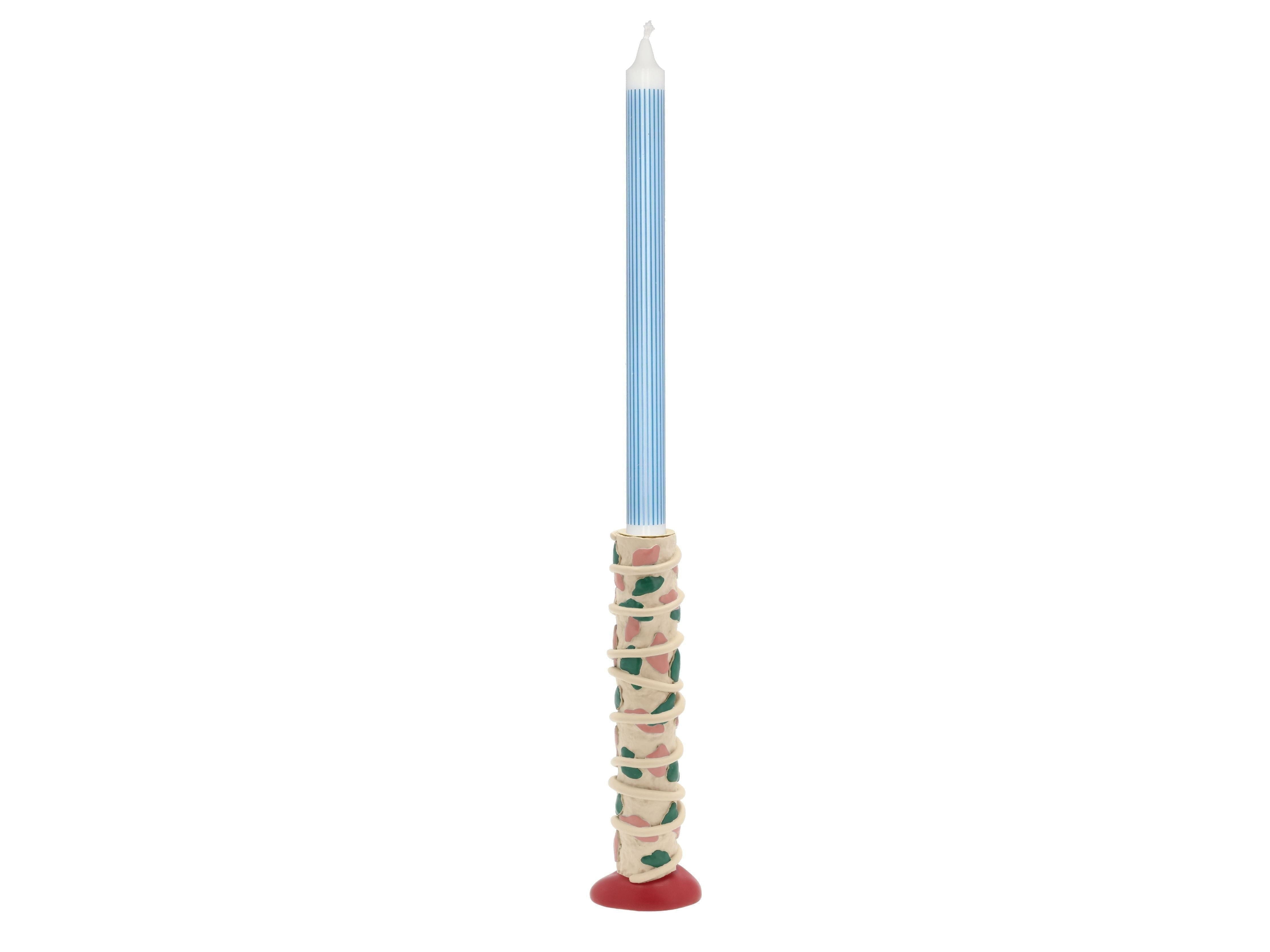 Villa Collection Styles Candle Holder med prikker, lyserød/grøn