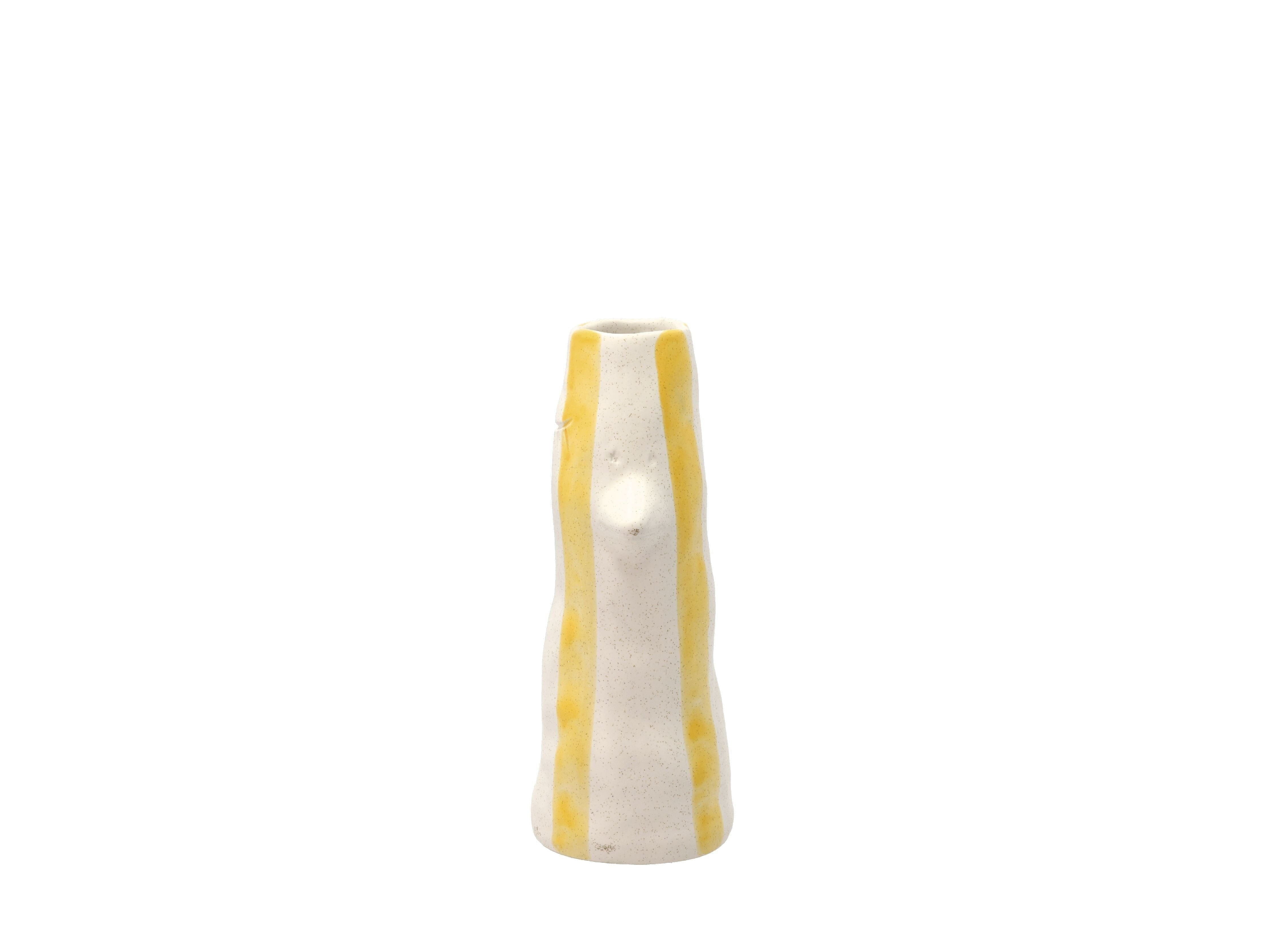 Villa Collection Styles Vase With Beak And Eyelashes Small, Yellow