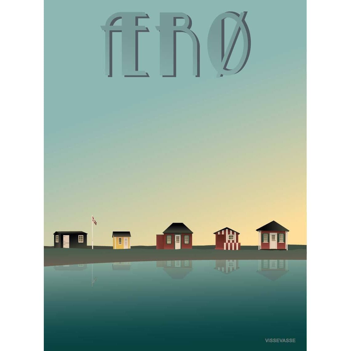 Vissevasse Ærø Poster de cabañas de playa, 15 x21 cm
