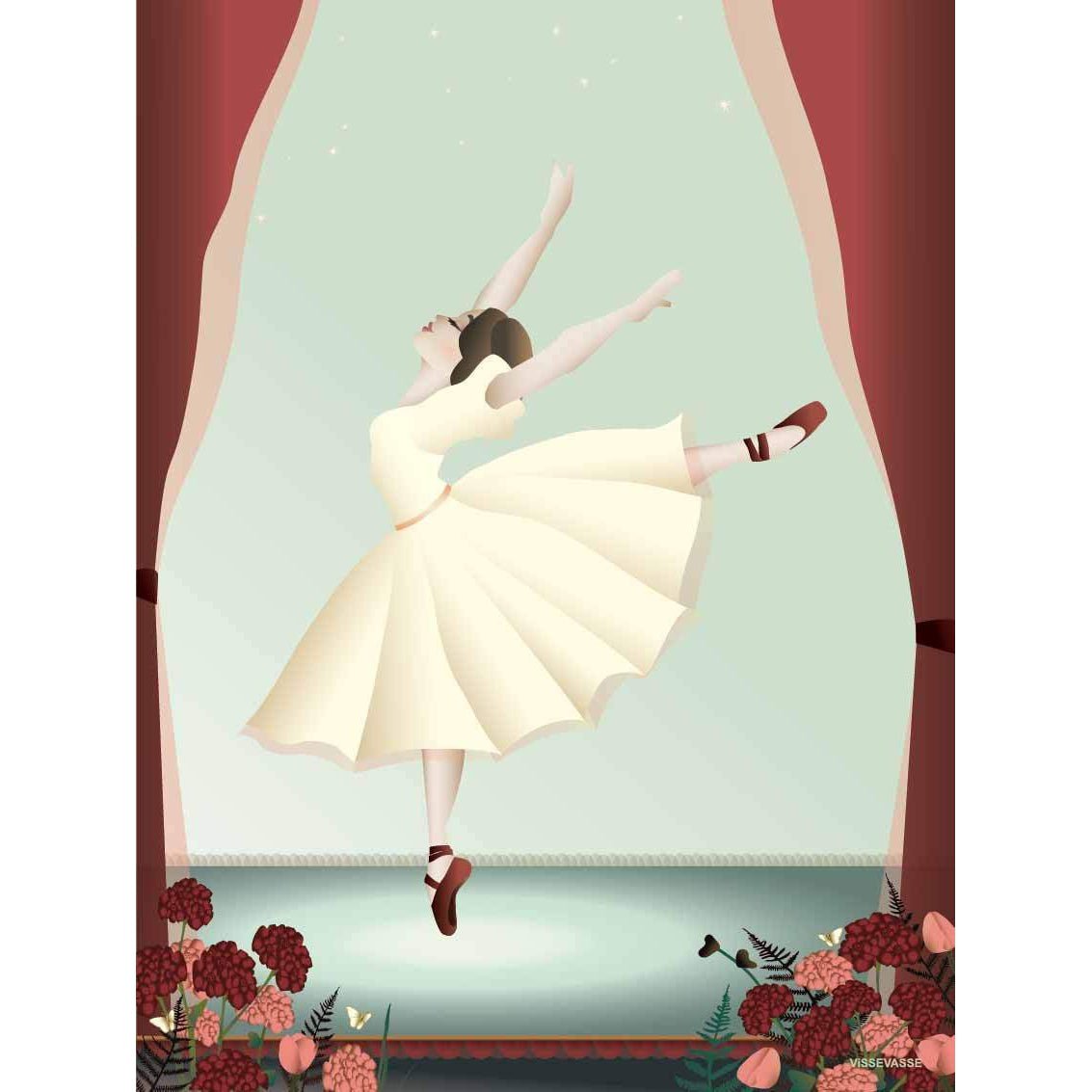 Vissevasse Ballerina -affisch, 15 x21 cm