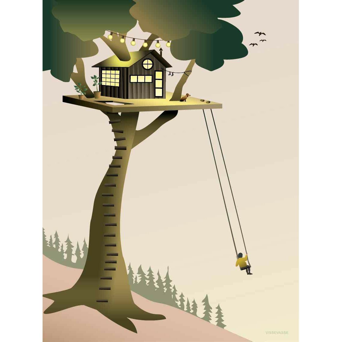 Vissevasse Tree House -affisch, 30 x40 cm