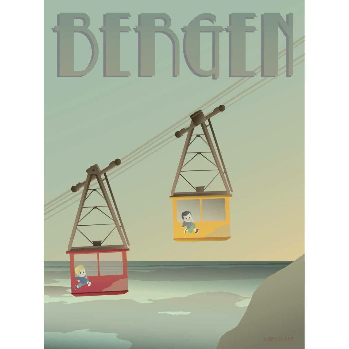 Vissevasse Bergen Seilbahn -affisch, 30 x40 cm