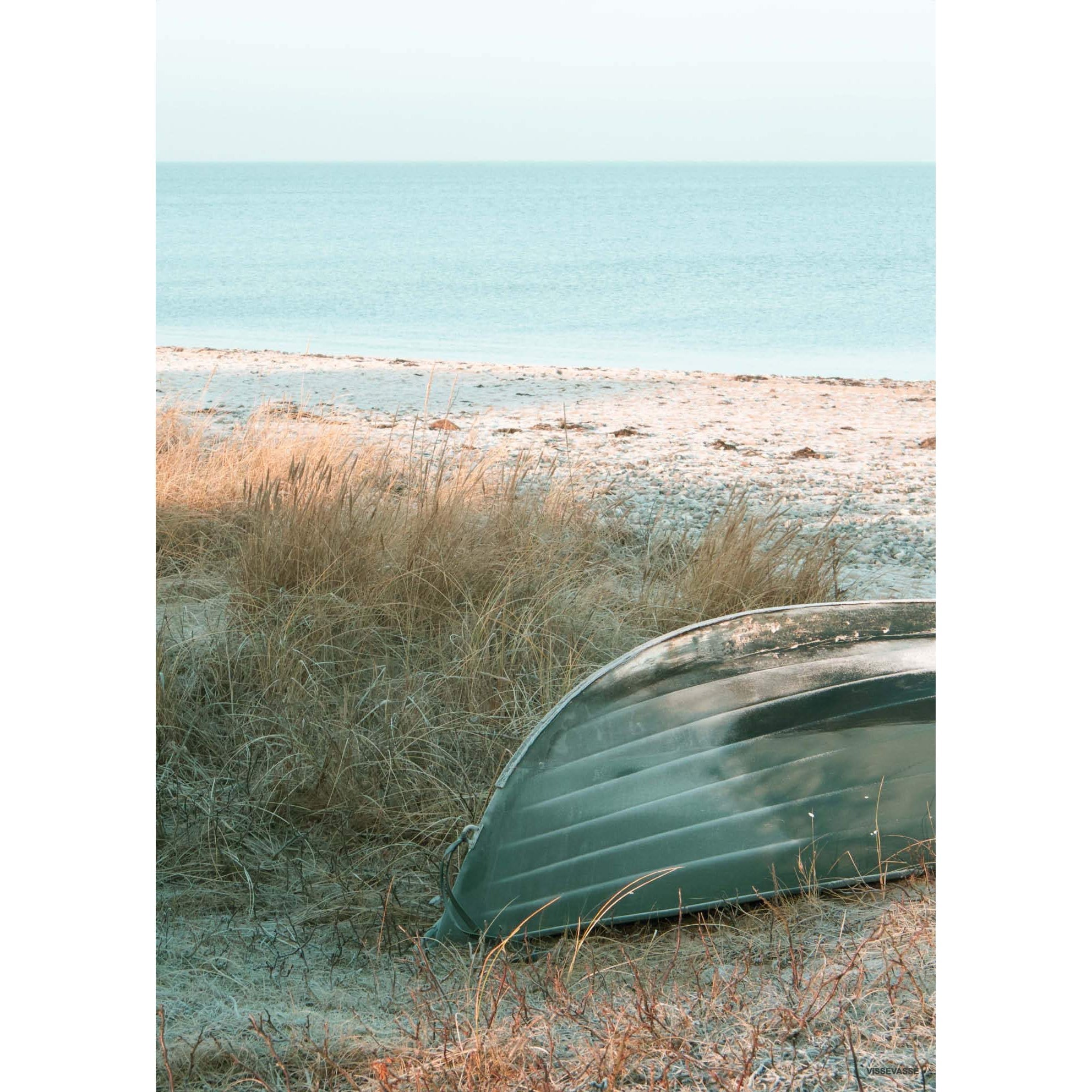 Vissevasse -Boot auf dem Uferplakat, 50 x 70 cm
