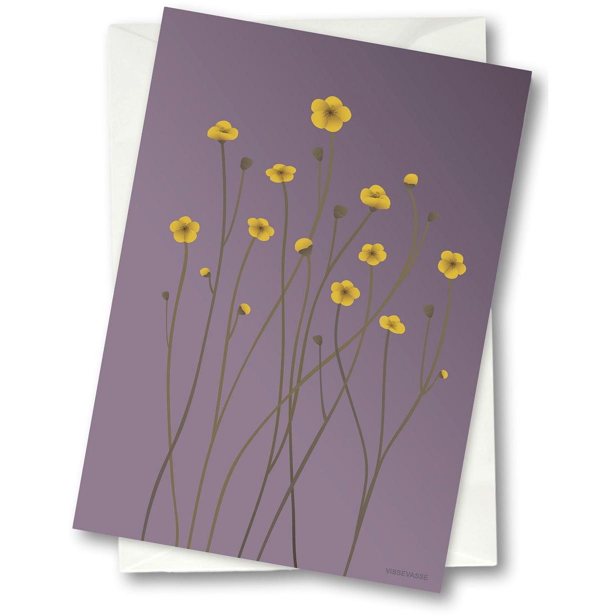 Vissevasse Buttercup wenskaart 15 x21 cm, paars