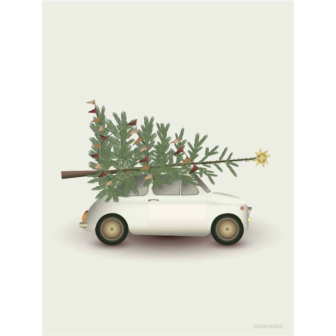 Vissevasse Christmas Tree & Little Car lykønskningskort, 10,5x15cm