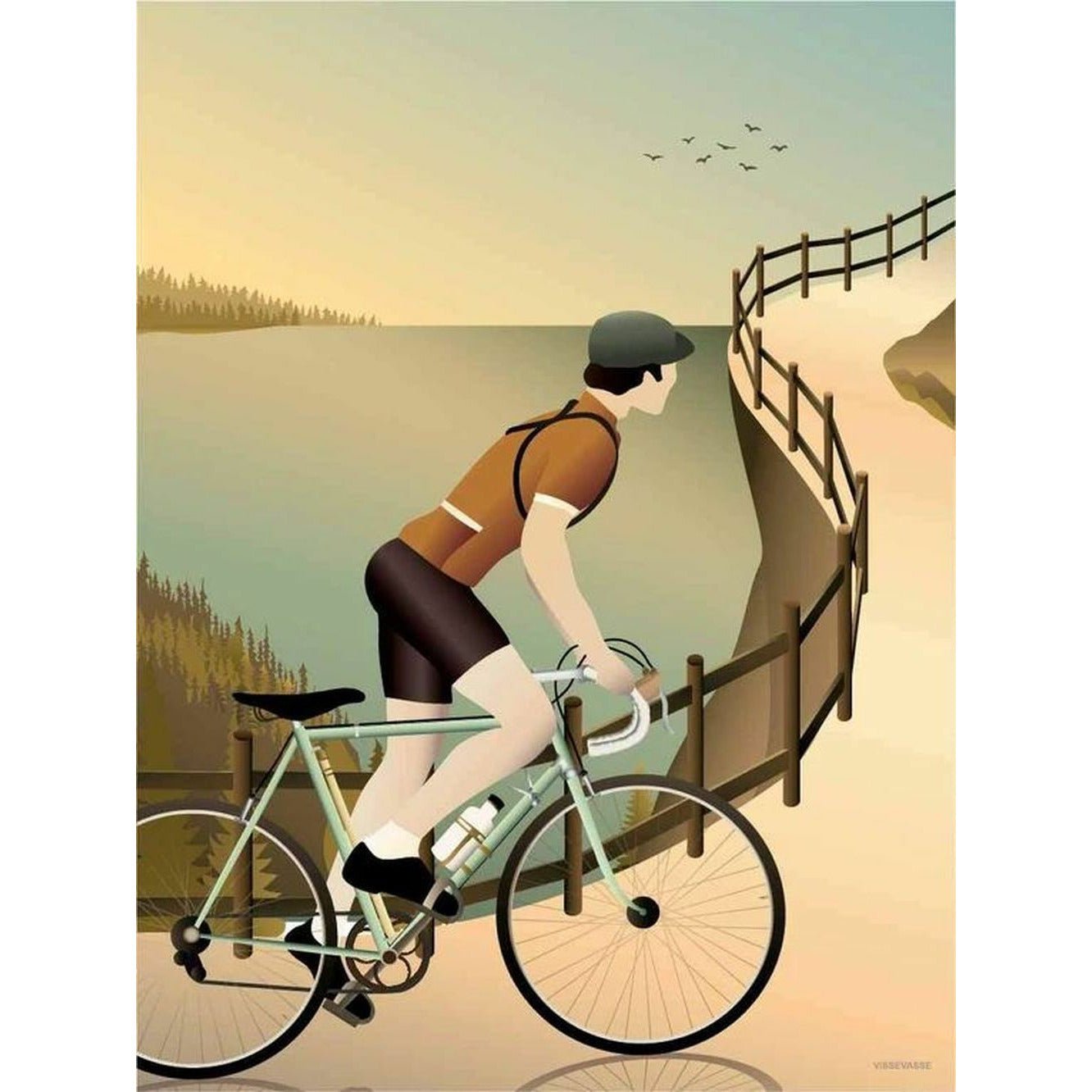 Vissevasse -Radfahren im Hills -Poster, 30 x40 cm