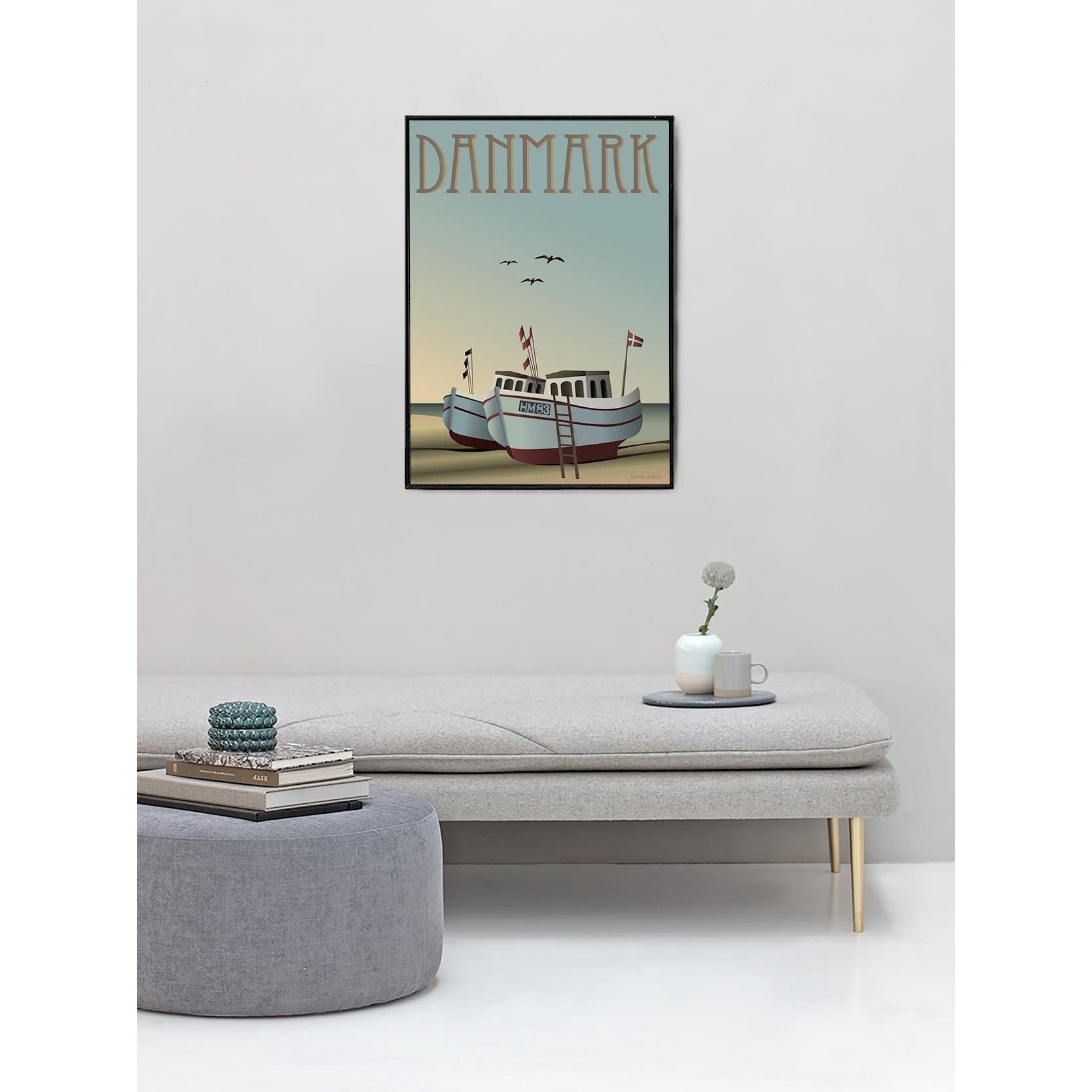 Vissevasse Danmark Fishing Boats Plakat, 15 x21 cm