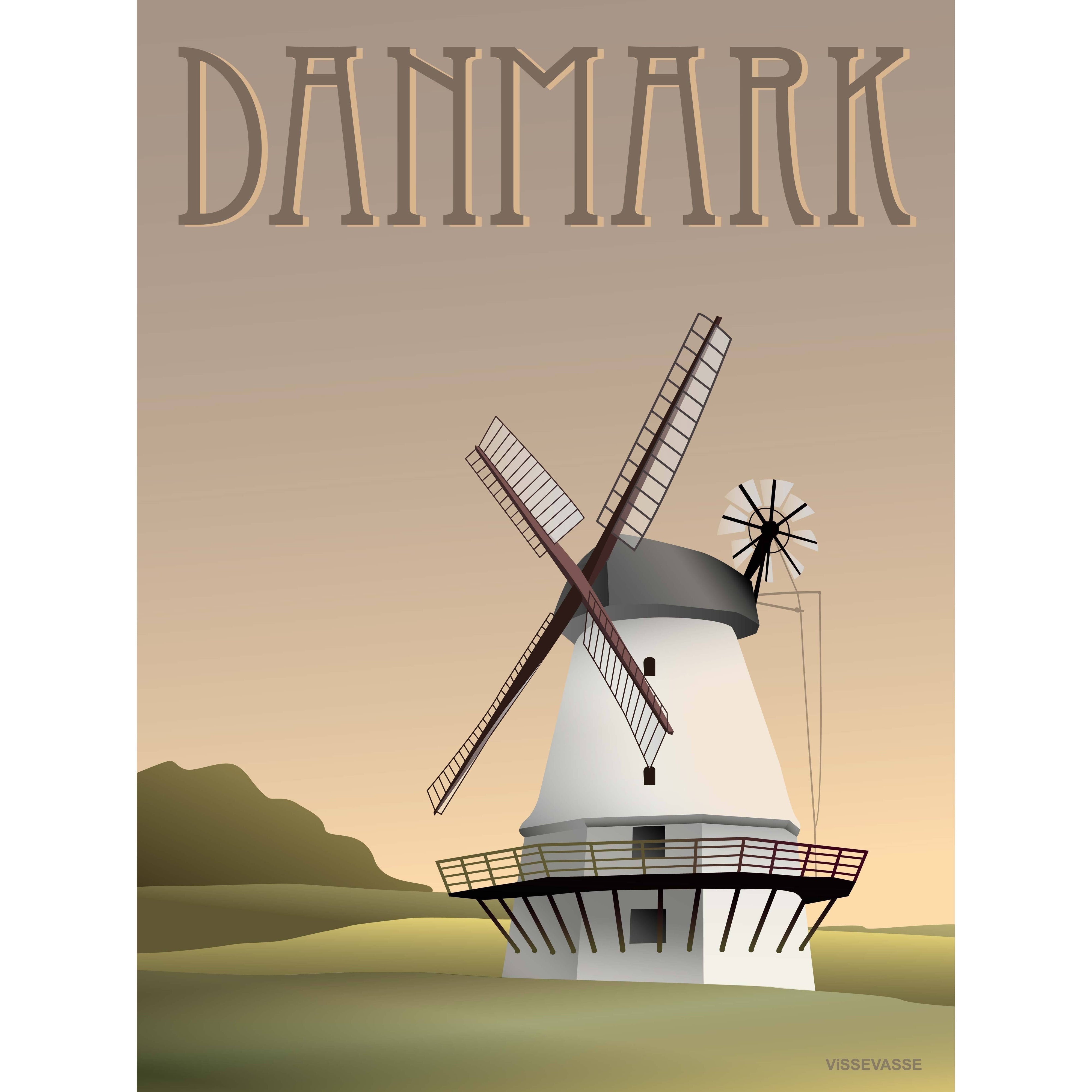 Vissevasse Dänemark Mill -Poster, 15 x21 cm