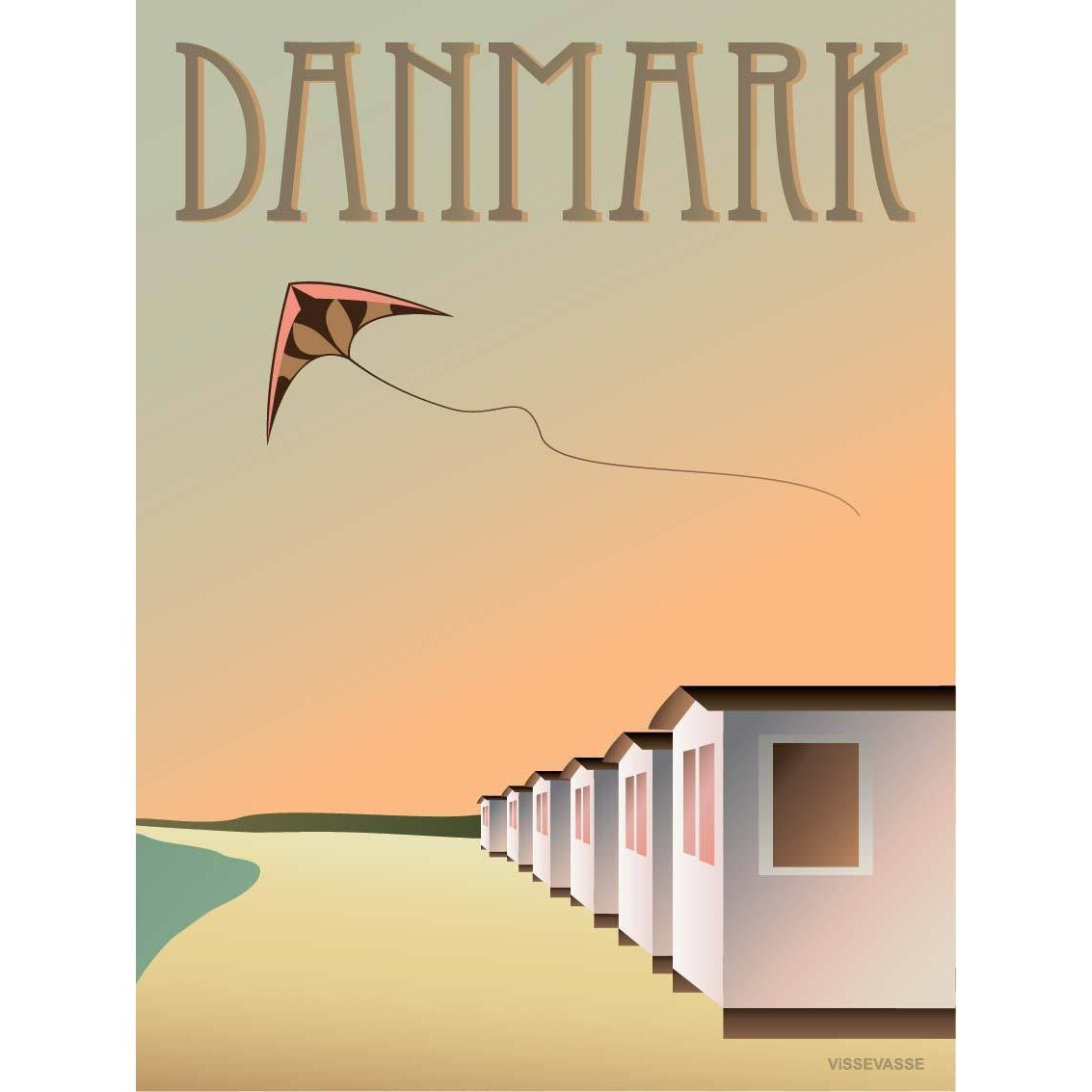 Vissevasse Dänemark Strandhäuser Poster, 15 x21 cm