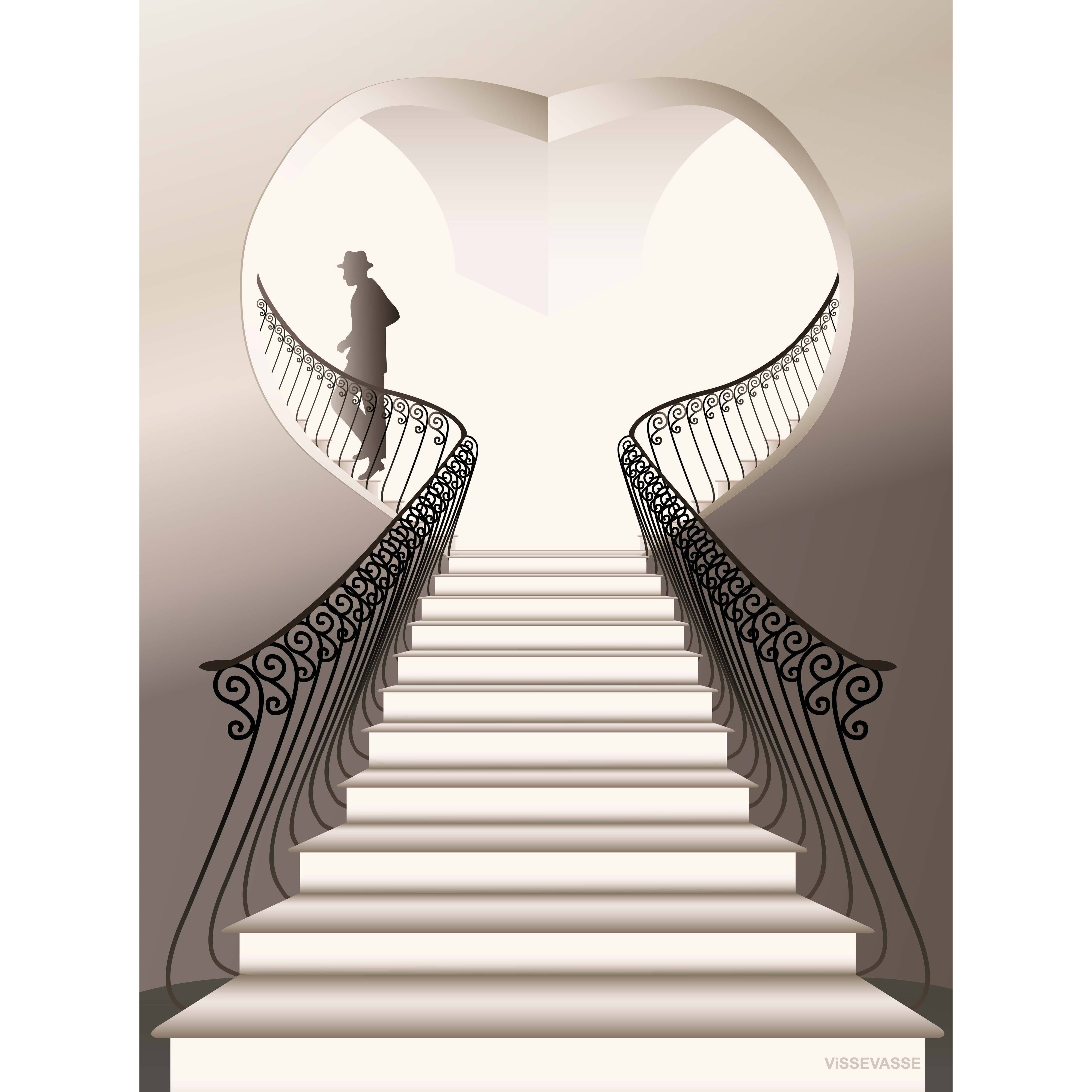 Affiche Vissevasse L'Homme Dans Les Escaliers, 15 X21 Cm