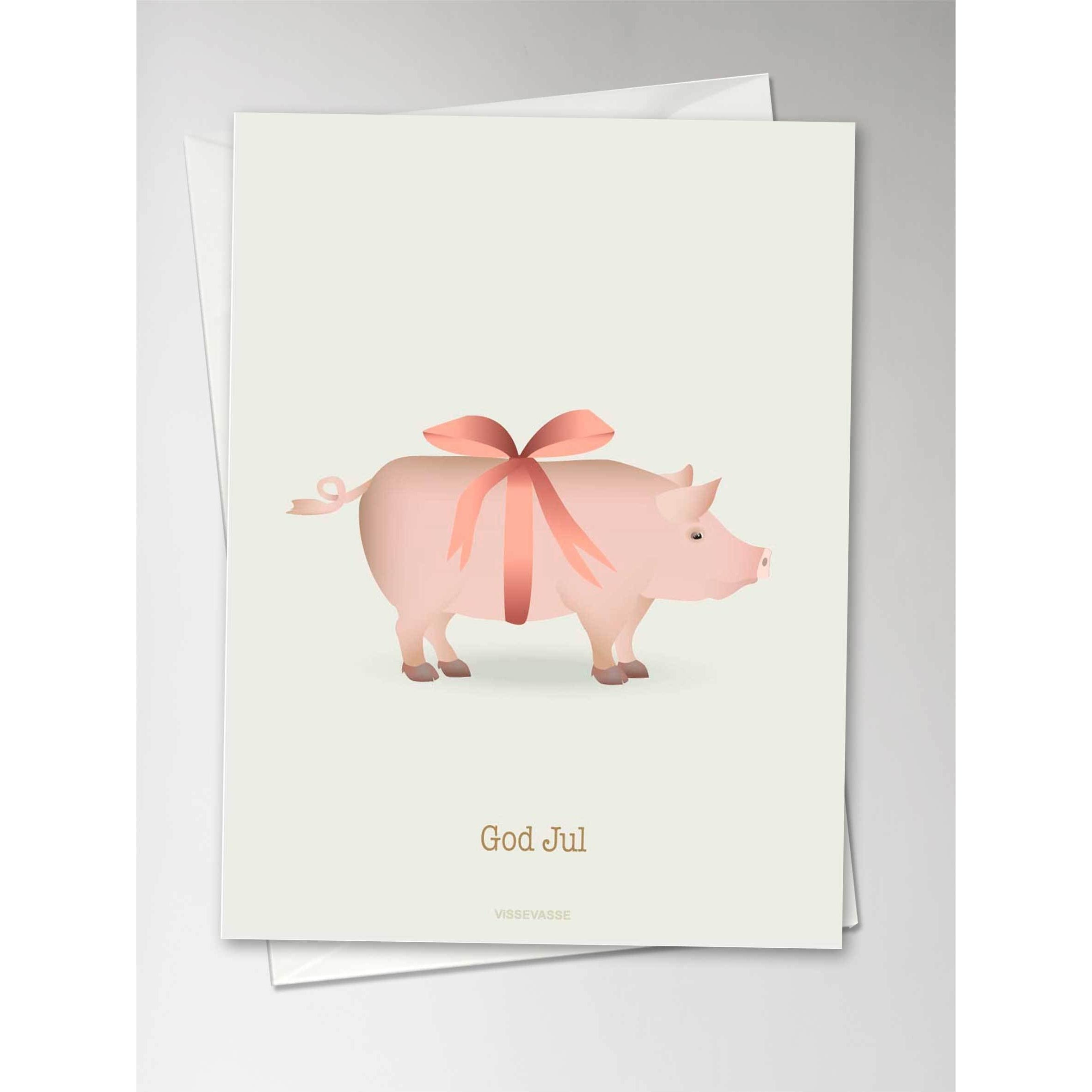 Vissevasse glædelig jul Marzipan Pig lykønskningskort, 10,5x15 cm