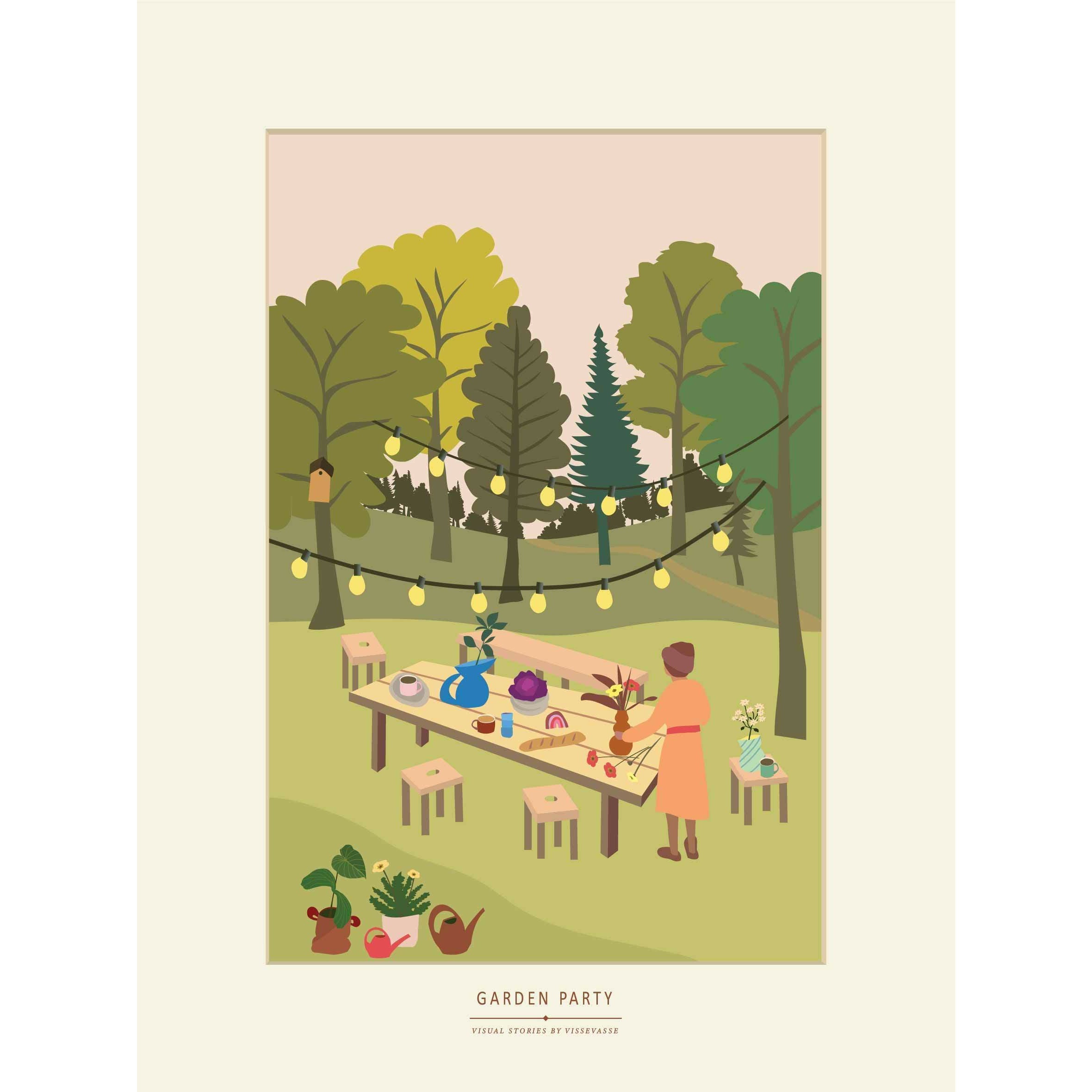 Vissevasse Garden Party Poster, Limited Edition, 50 x 70 cm
