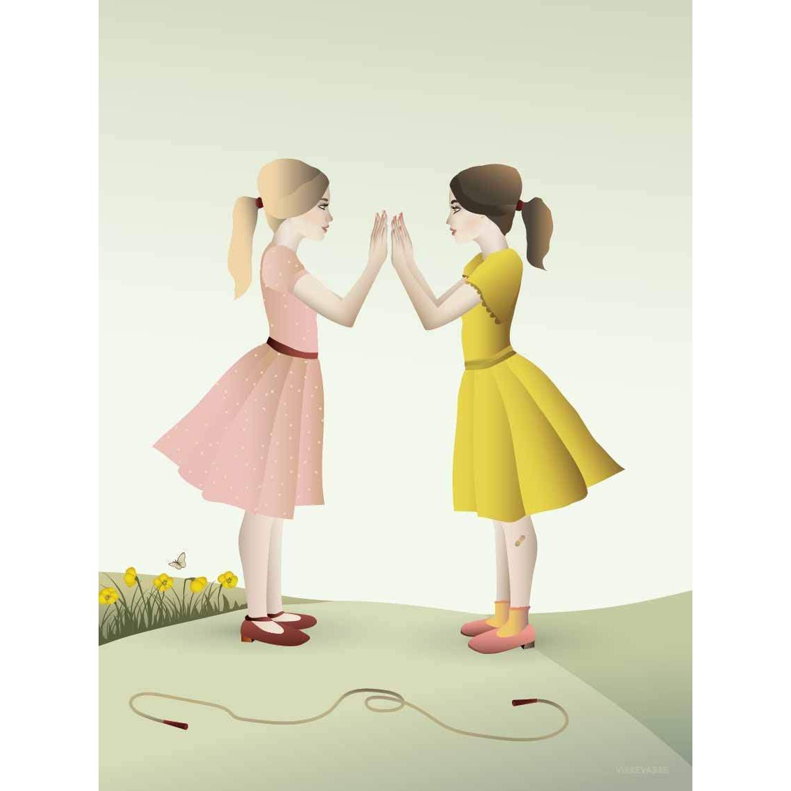 Vissevasse Hand klatschende Mädchenplakat, 15 x21 cm