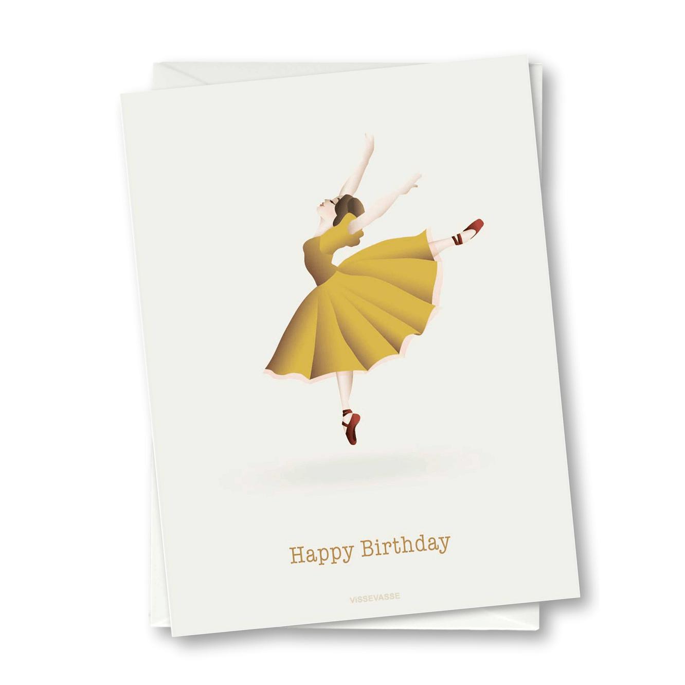 Vissevasse Happy Birthday Ballerina wenskaart, 10,5x15 cm