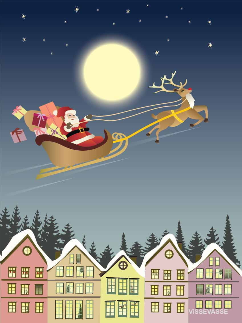 Affiche Vissevasse Santa & Rudolf, 50x70 cm
