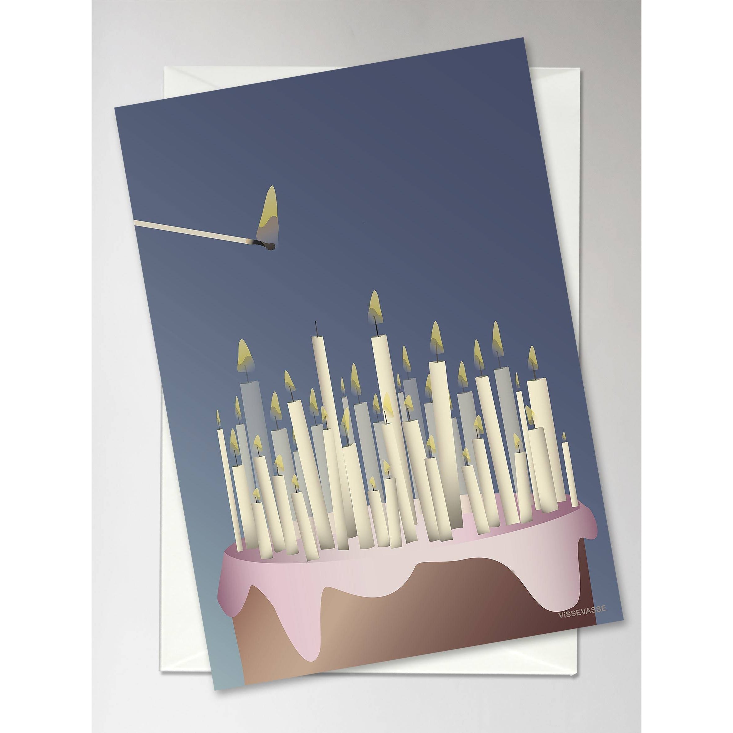 Pastel Vissevasse con velas Tarjeta de felicitación, 10.5 x15 cm