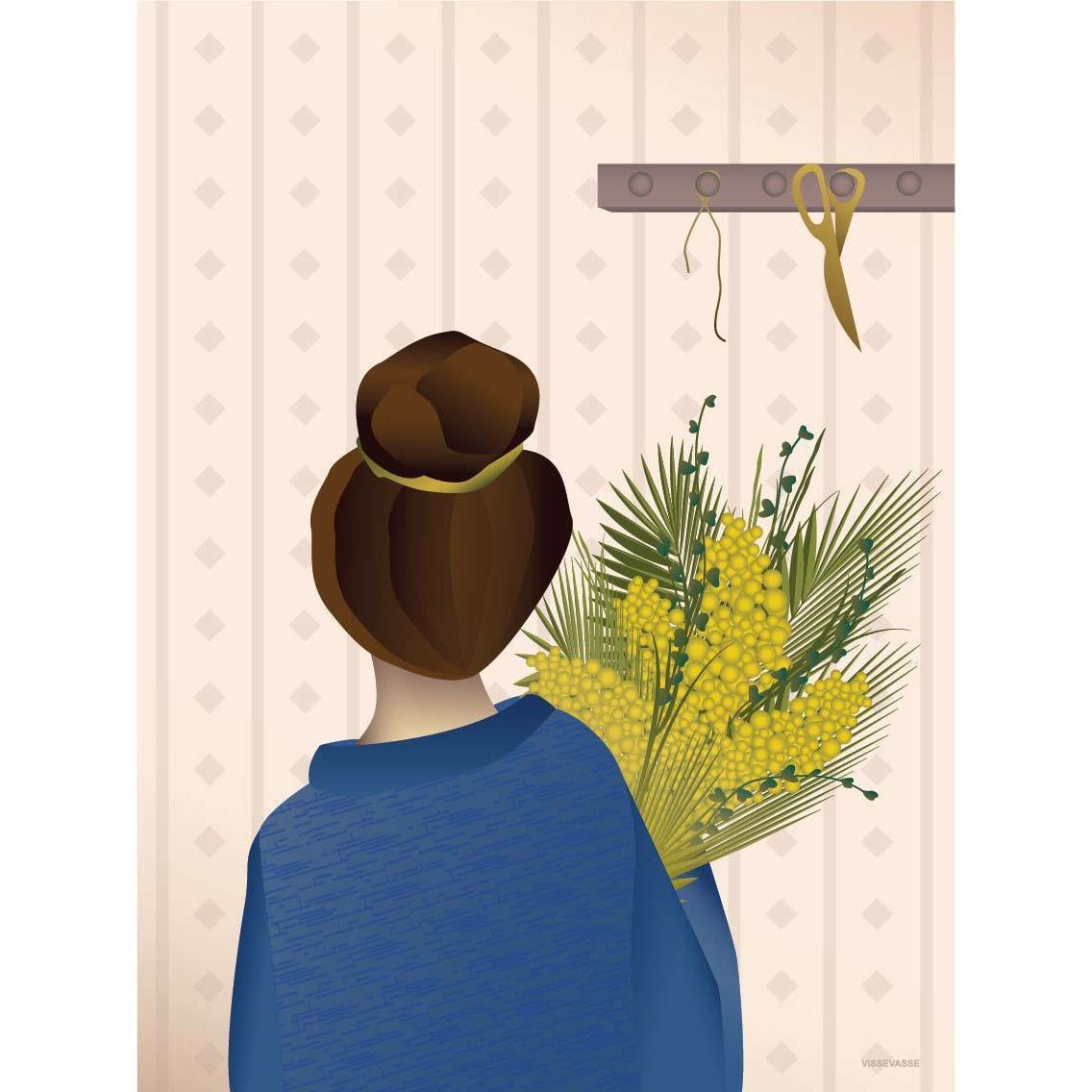 Vissevasse -meisje met boeketposter, 30x40 cm